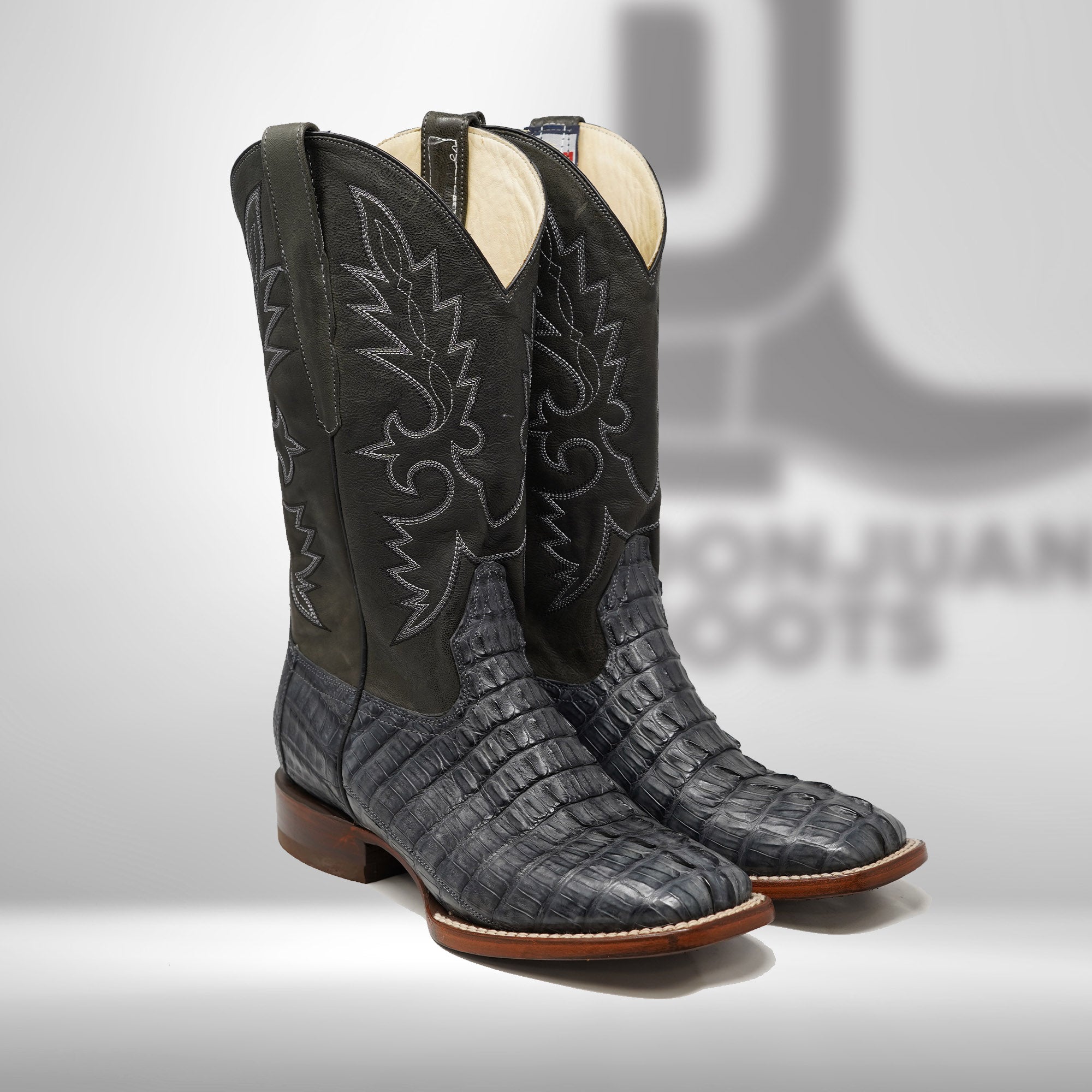 DJ2033 | Don Juan Boots Men's Caiman Tail Smoke Grey H Toe