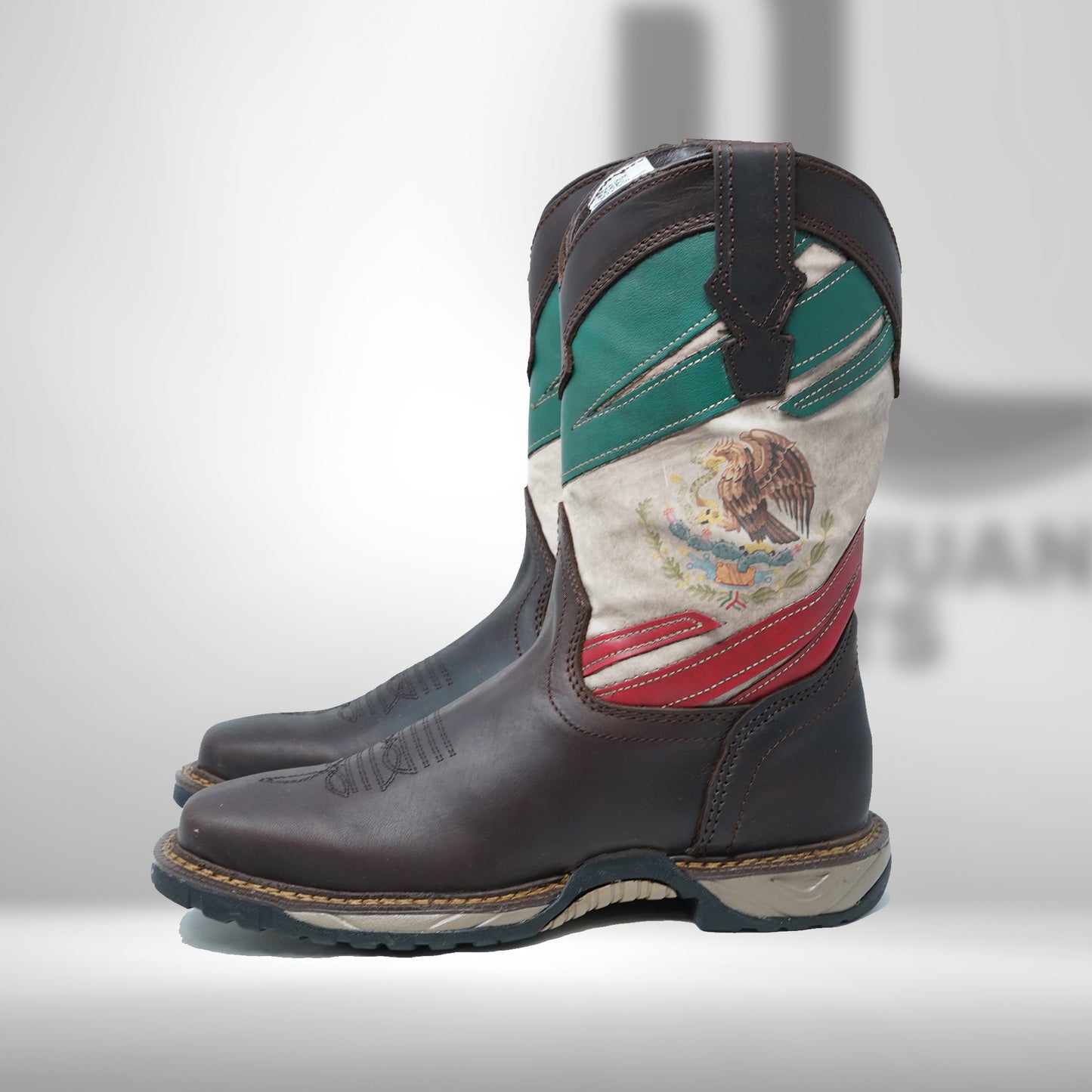CEBU Men's Mexico Thunder Western Cowboy Boots - Square Toe Work Boot