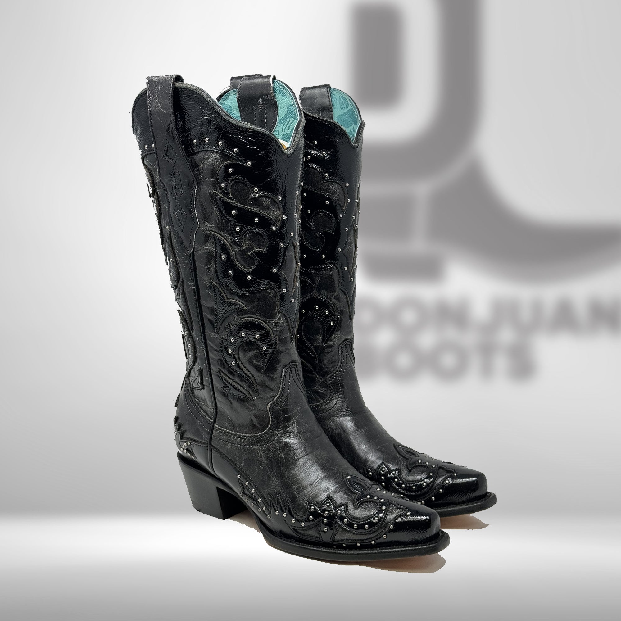 Corral Woman's Black Overlay Stud Wings Boots