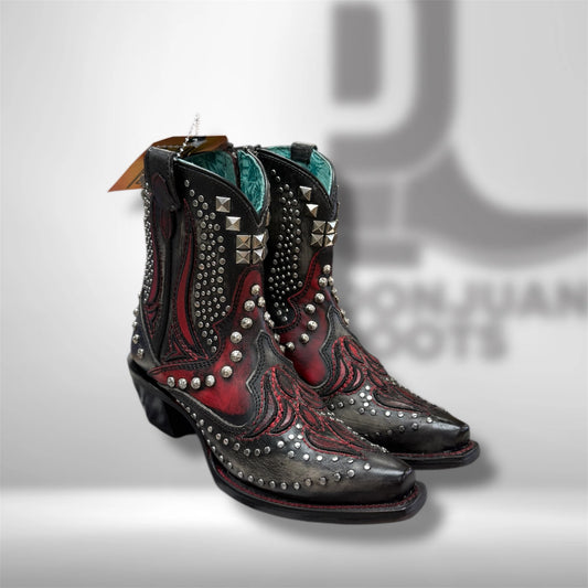 A4831 | Black/red Overlay Ankle Boot