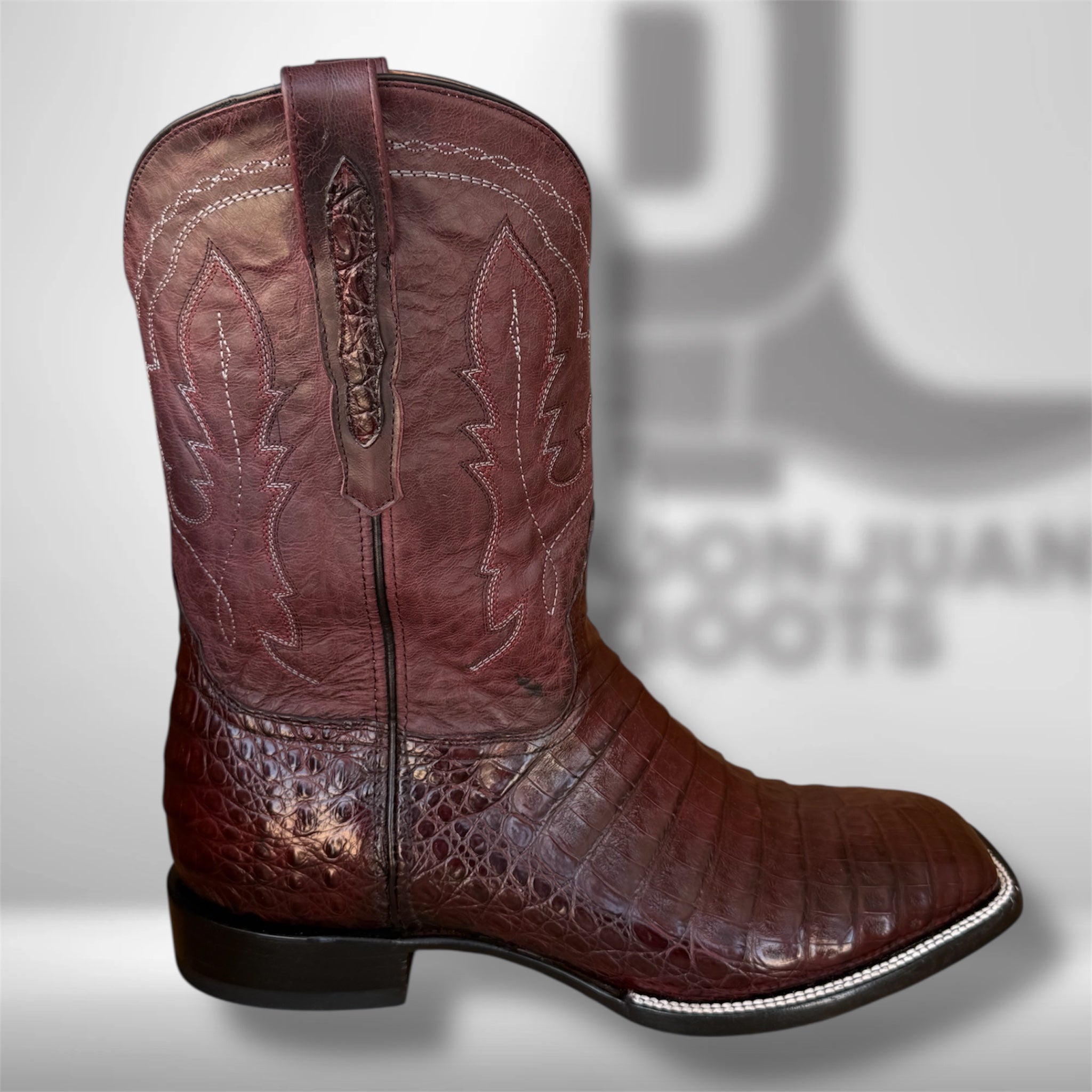 DJ2029 | Don Juan Boots Men's Caiman Belly Black Cherry H Toe