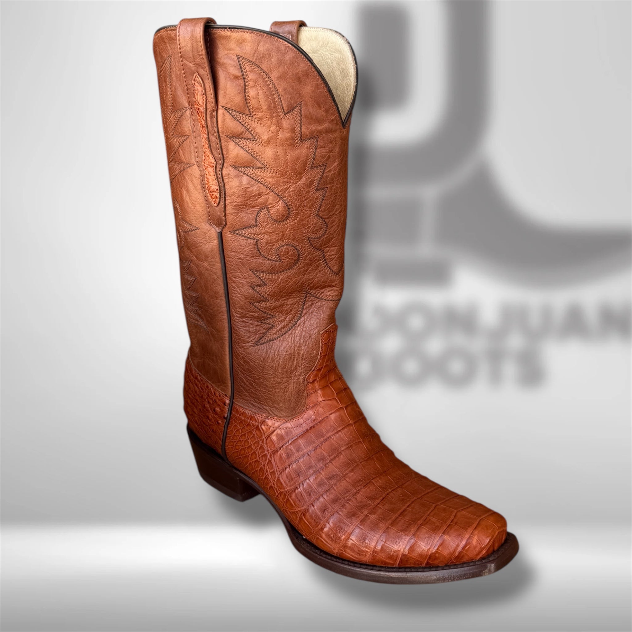 DJ2026 | Don Juan Boots Men's Caiman Belly Brandy Diamond Toe