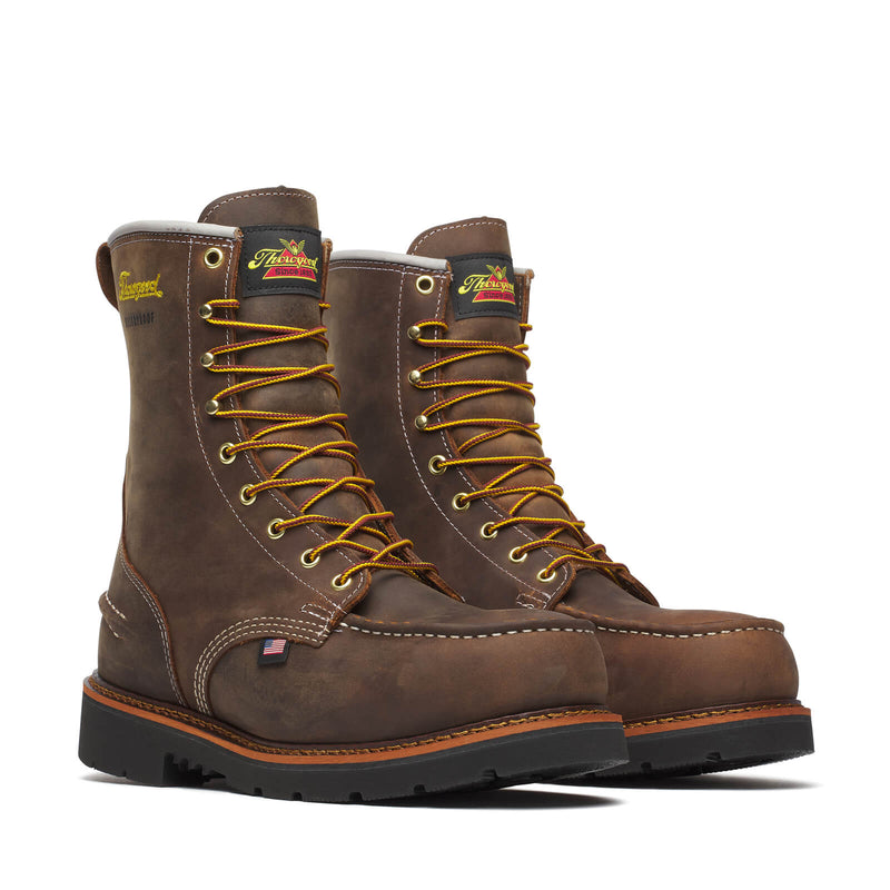 804-3898 | Thorogood 1957 Series Waterproof 8" Steel Safety Moc Toe Work Boots for Men