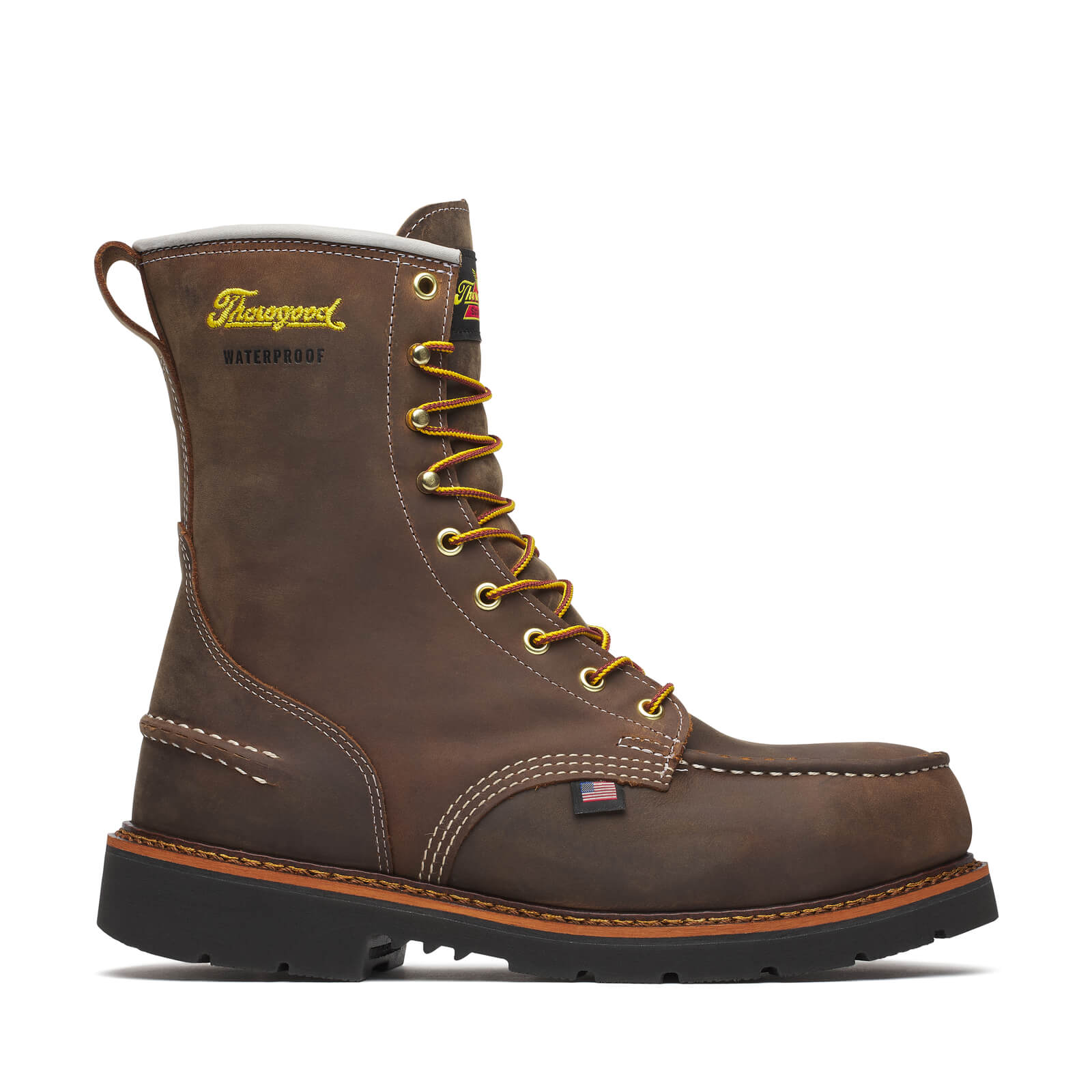804-3898 | Thorogood 1957 Series Waterproof 8" Steel Safety Moc Toe Work Boots for Men