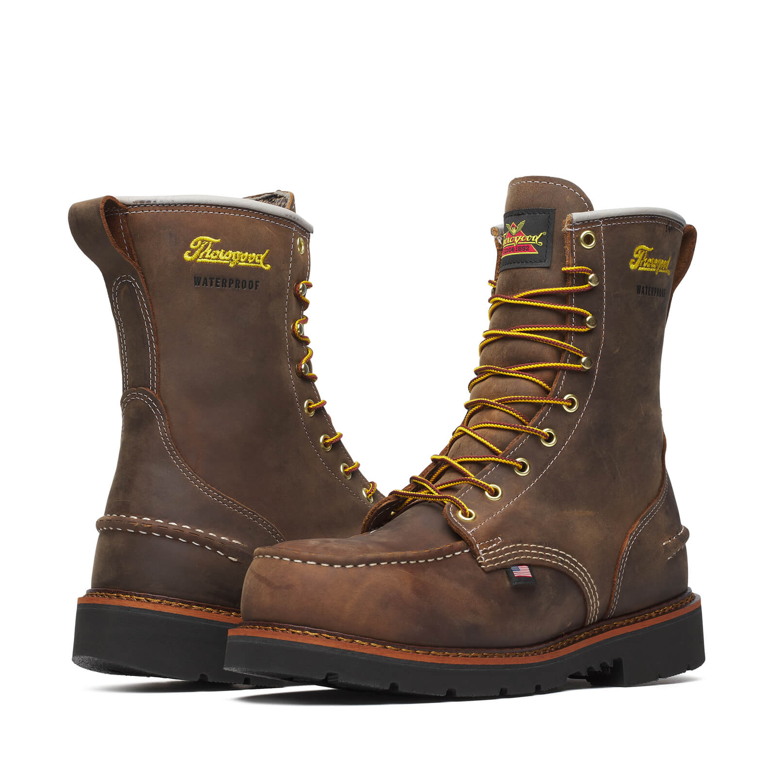 804-3898 | Thorogood 1957 Series Waterproof 8" Steel Safety Moc Toe Work Boots for Men