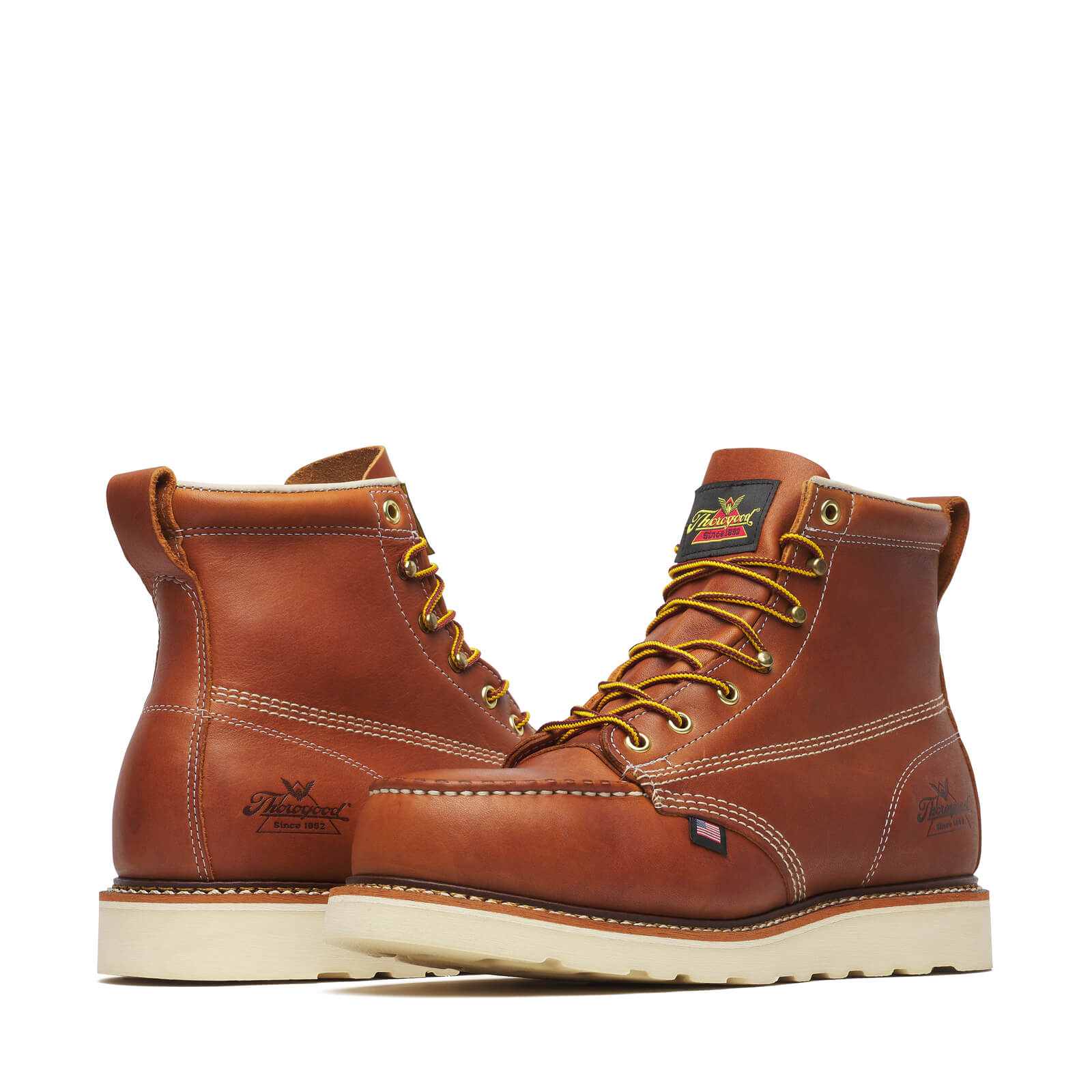 804-4200 | Thorogood American Heritage 6" Tobacco Steel Safety Toe Work Boots for Men