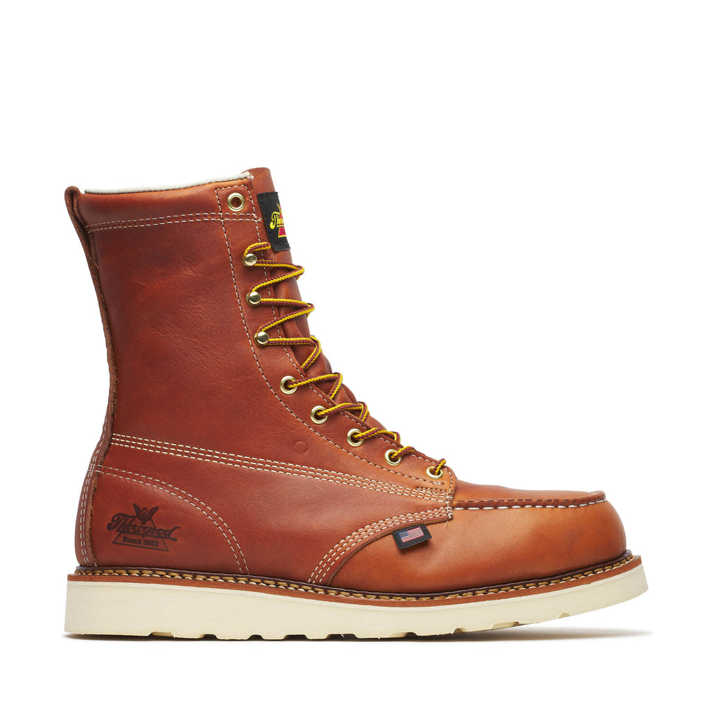 804-4208 | Thorogood American Heritage 8" Tobacco Steel Safety Toe Work Boots for Men