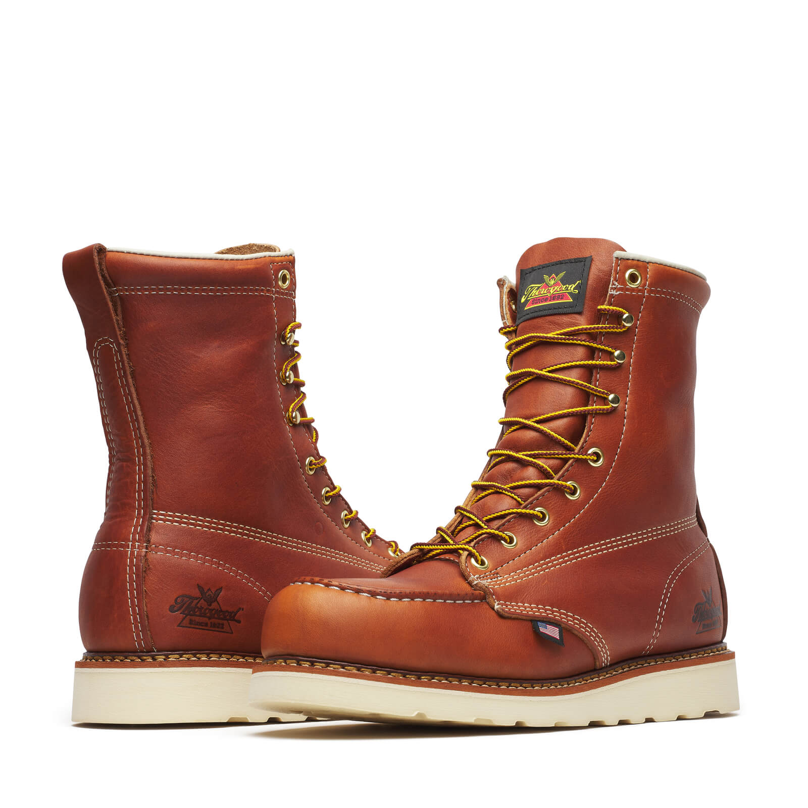 804-4208 | Thorogood American Heritage 8" Tobacco Steel Safety Toe Work Boots for Men