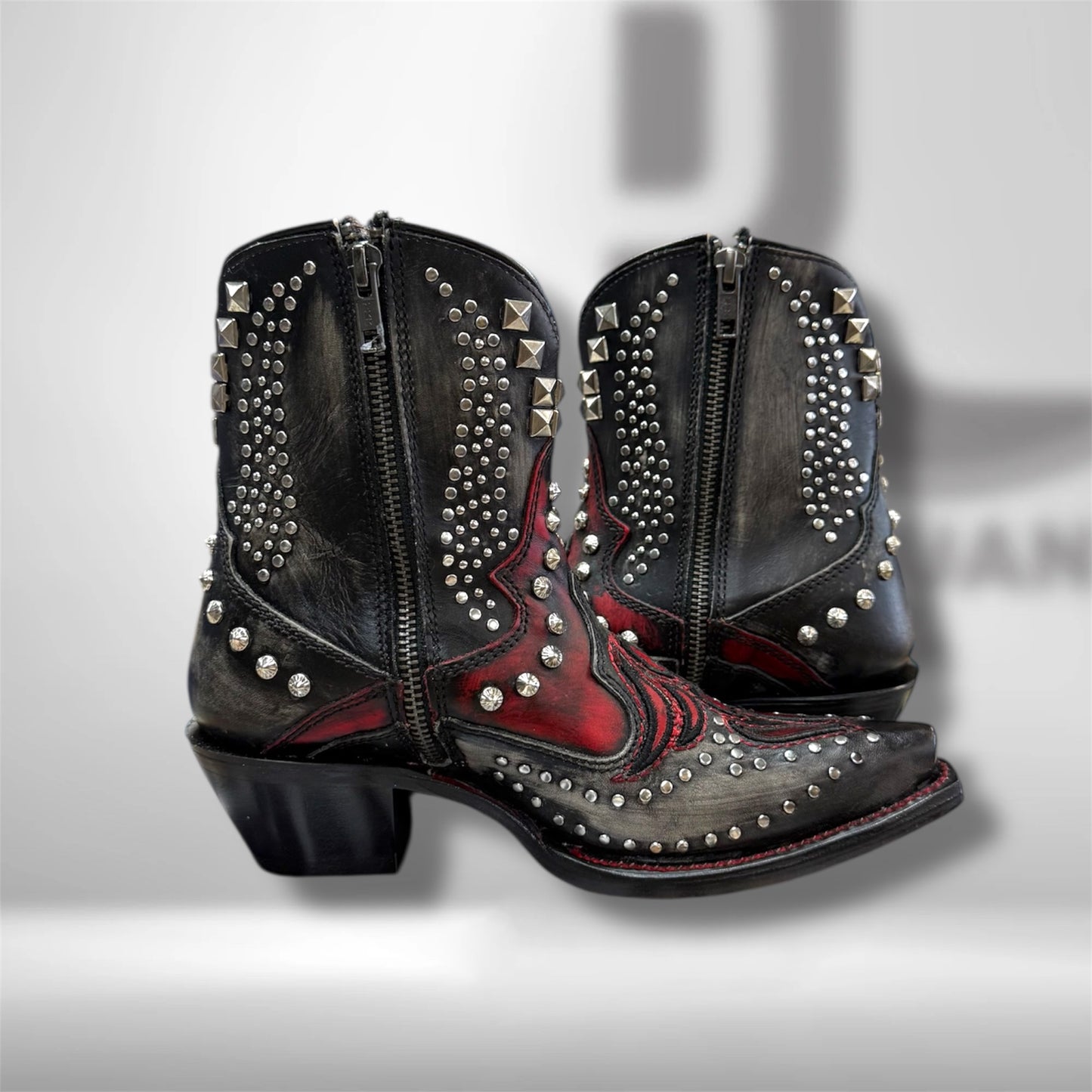 A4831 | Black/red Overlay Ankle Boot