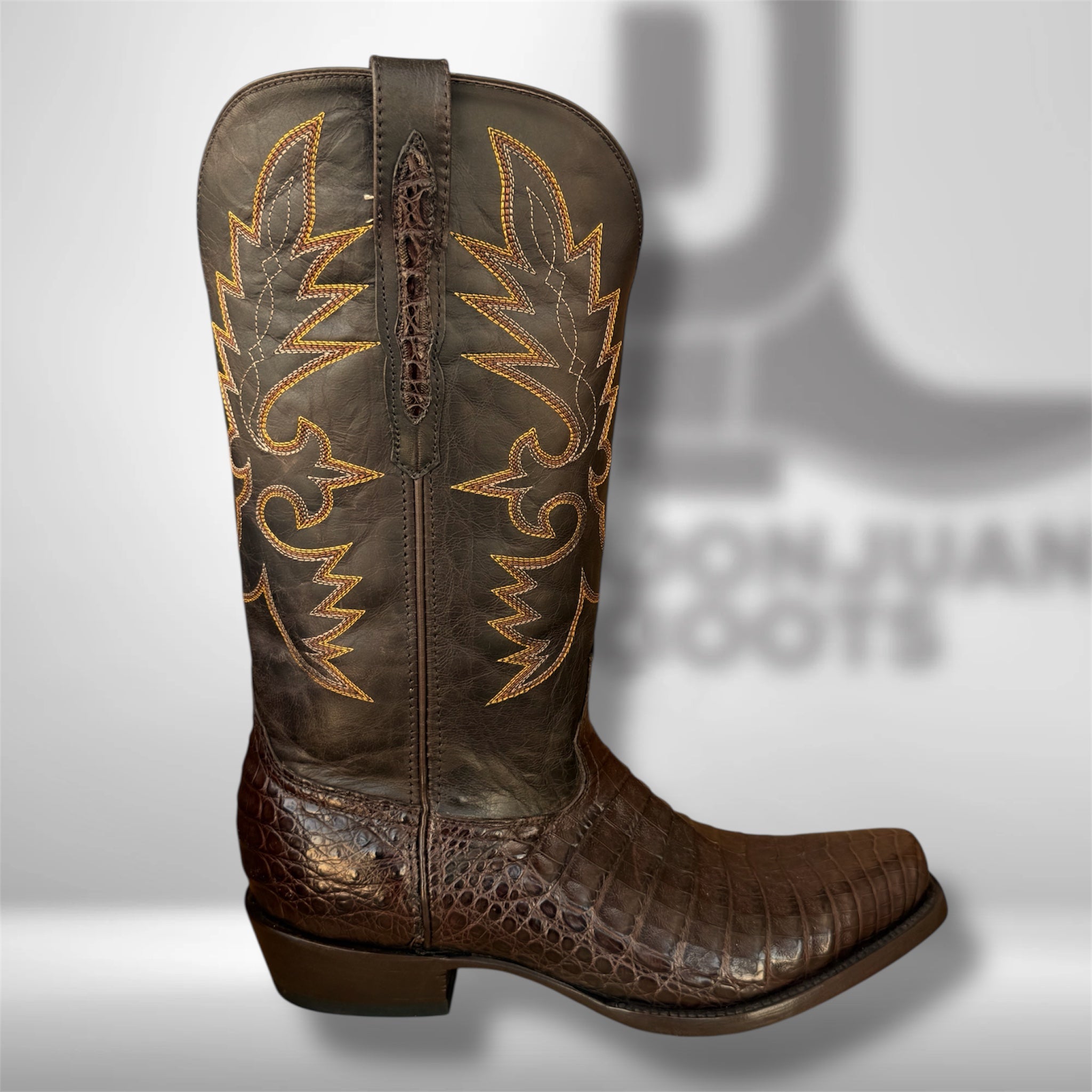 DJ2028 | Don Juan Boots Men's Caiman Belly Chocolate Diamond Toe