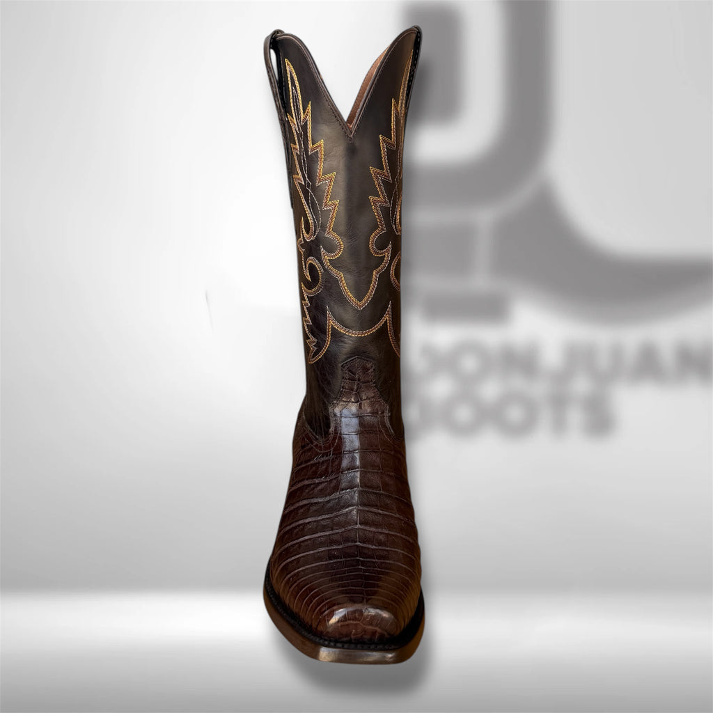 DJ2028 | Don Juan Boots Men's Caiman Belly Chocolate Diamond Toe