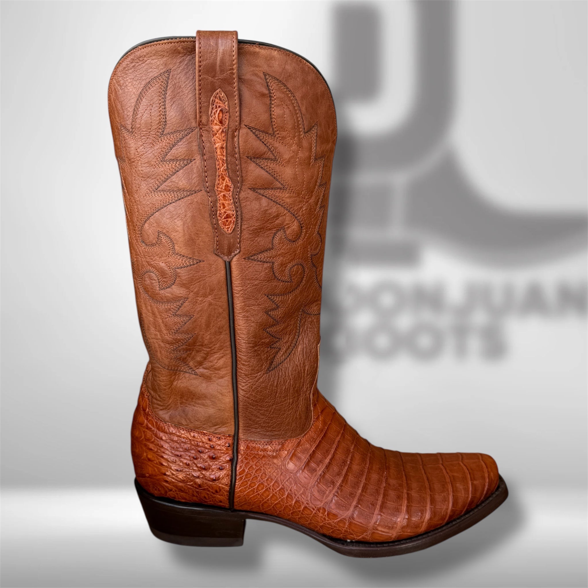 DJ2026 | Don Juan Boots Men's Caiman Belly Brandy Diamond Toe