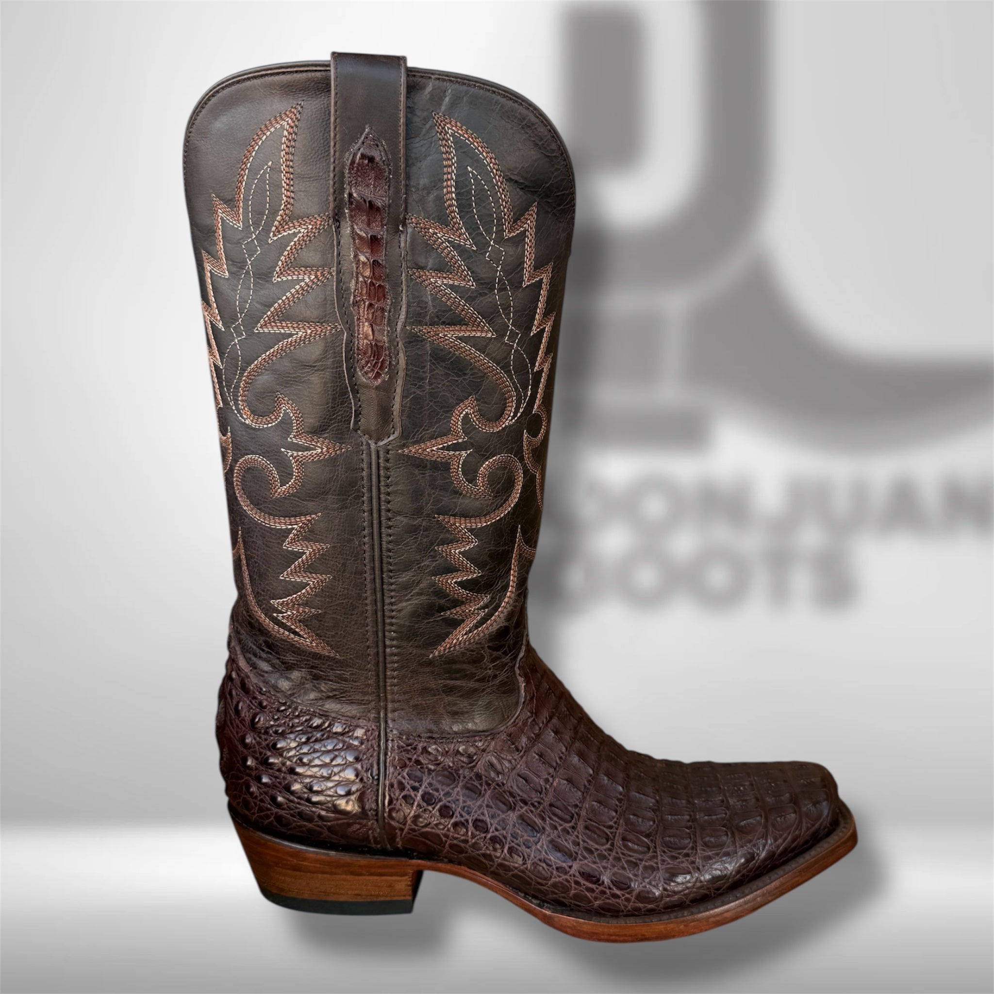 DJ2049 | Don Juan Boots Men's  Caiman Back Chocolate Diamond Toe