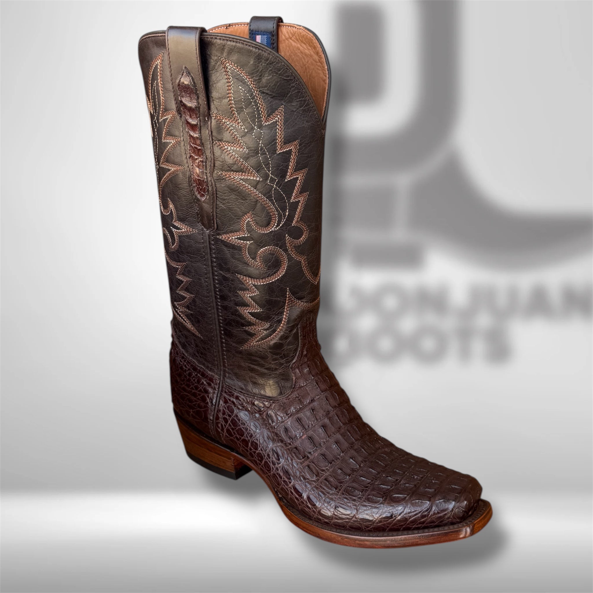 DJ2049 | Don Juan Boots Men's  Caiman Back Chocolate Diamond Toe