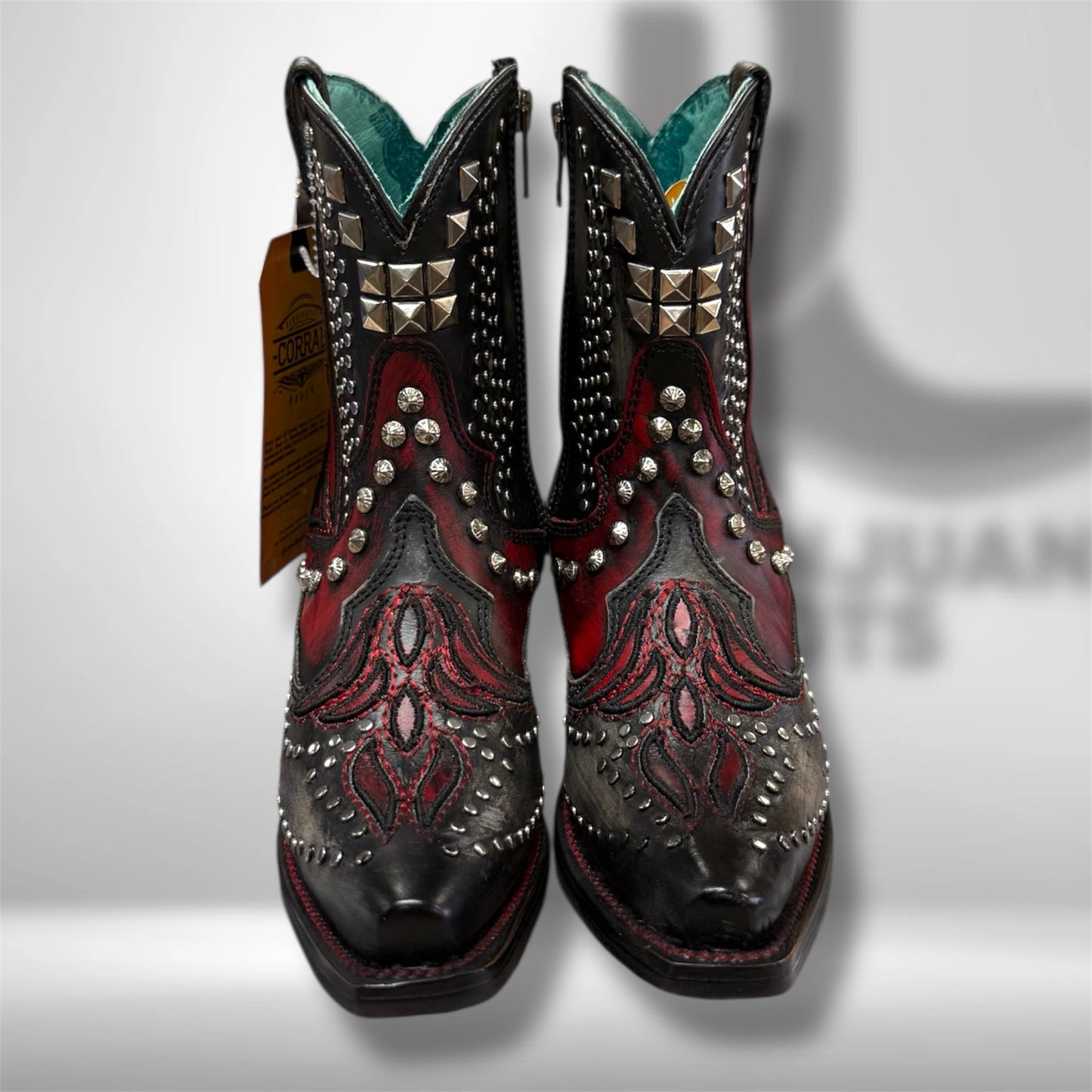 A4831 | Black/red Overlay Ankle Boot