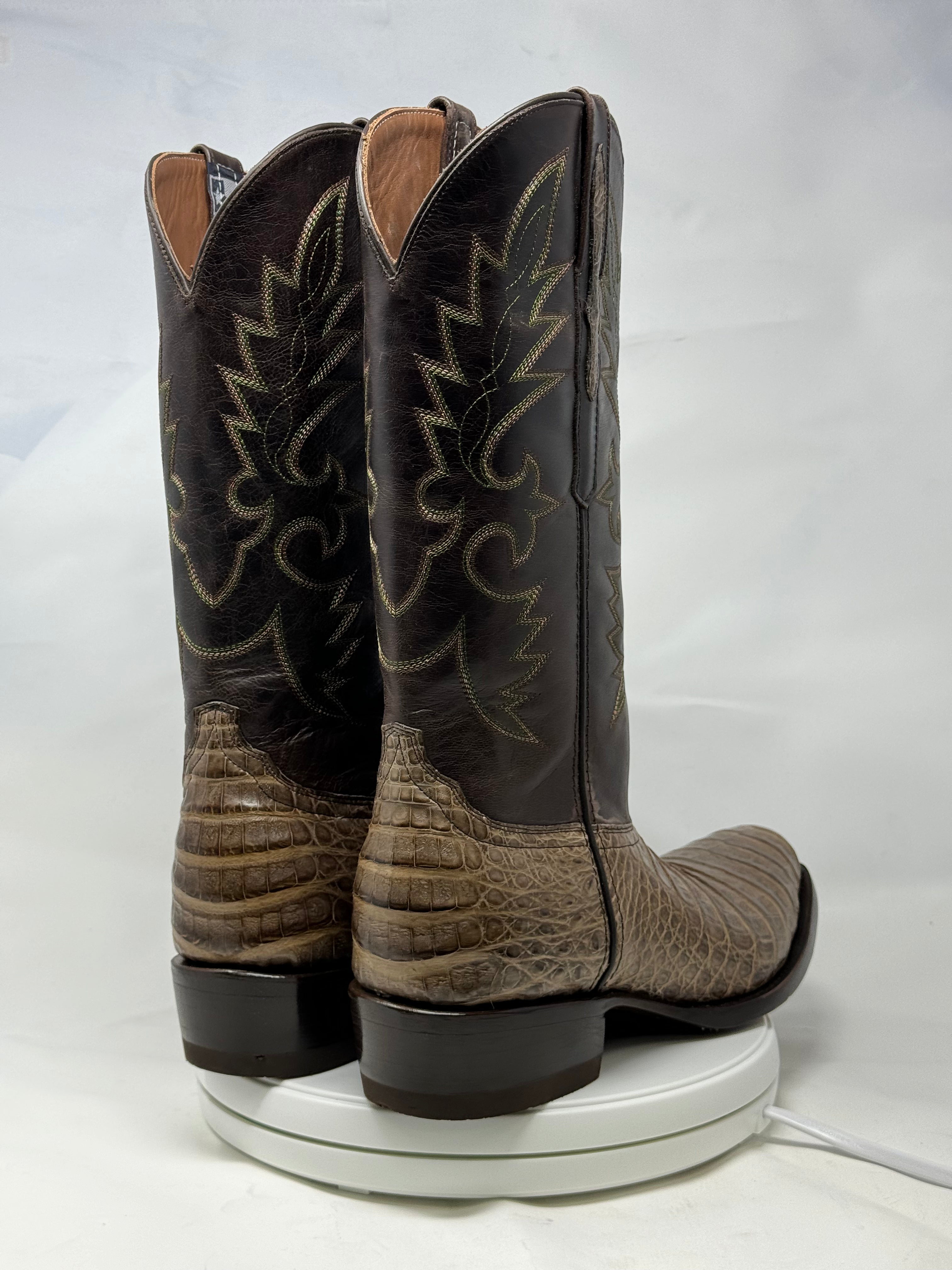 DJ2051 | Don Juan Boots Men's Caiman Belly Chocomink Diamond Toe