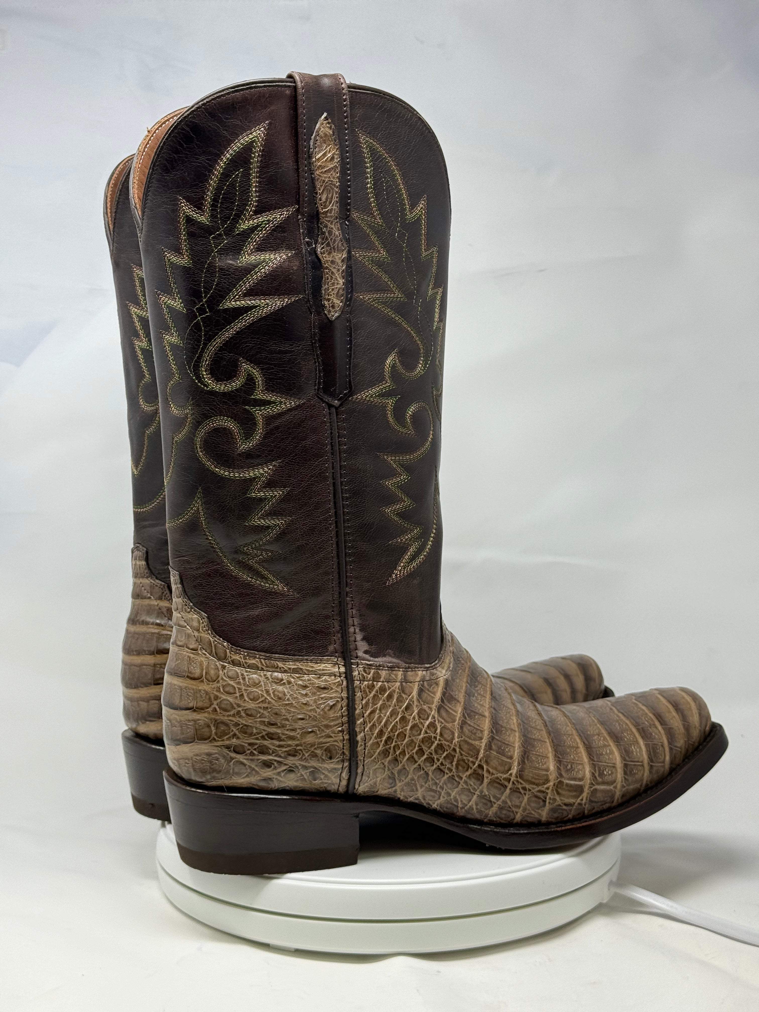 DJ2051 | Don Juan Boots Men's Caiman Belly Chocomink Diamond Toe