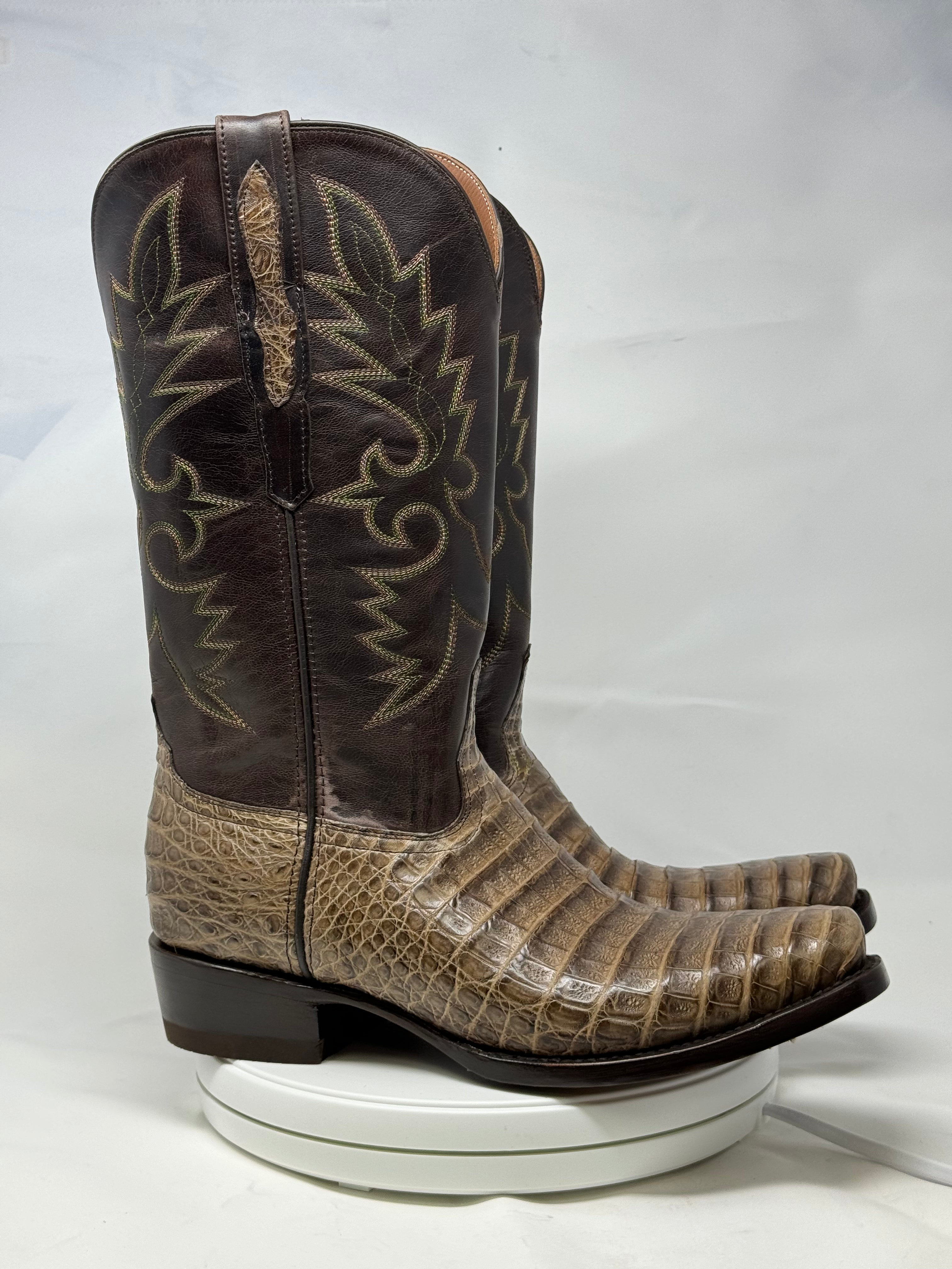 DJ2051 | Don Juan Boots Men's Caiman Belly Chocomink Diamond Toe