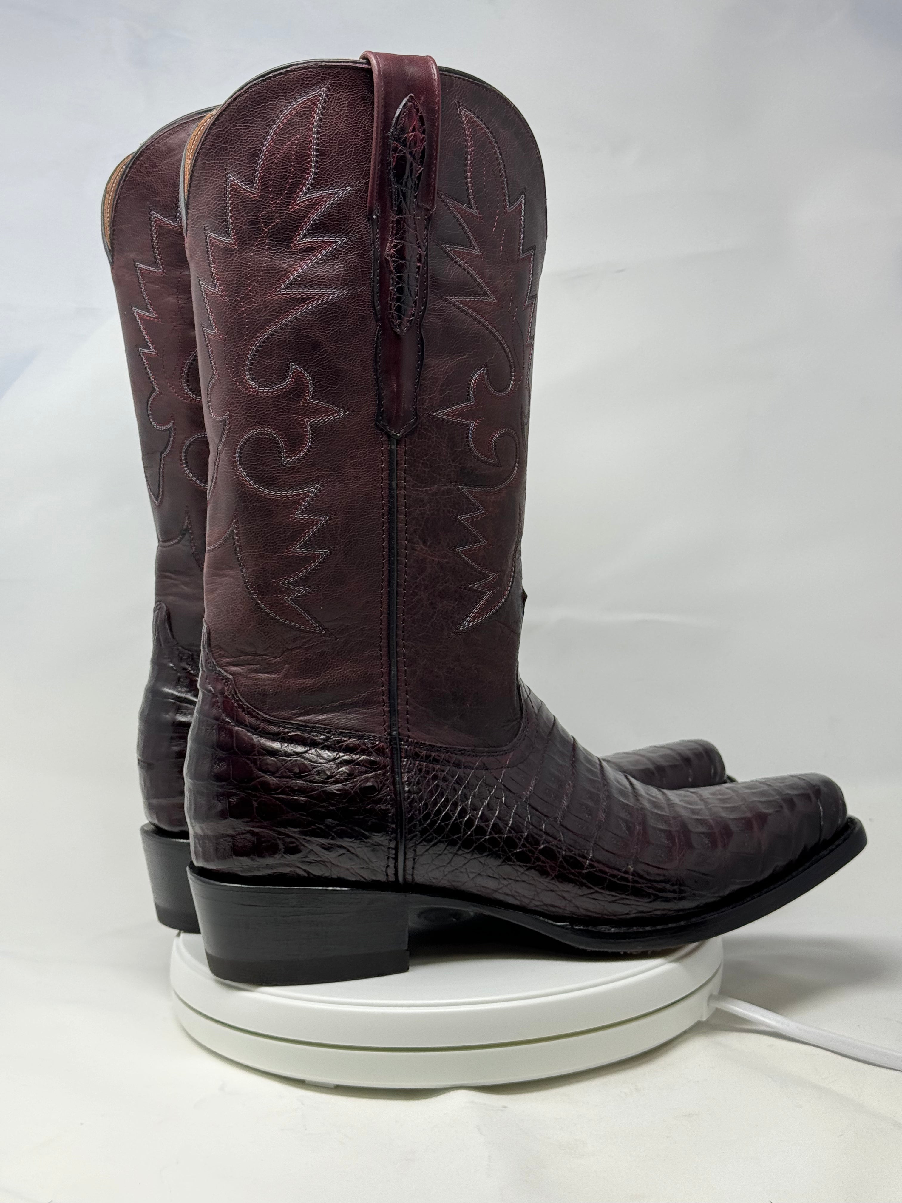 DJ2011 | Don Juan Boots Men's Caiman Belly Black Cherry Diamond Toe