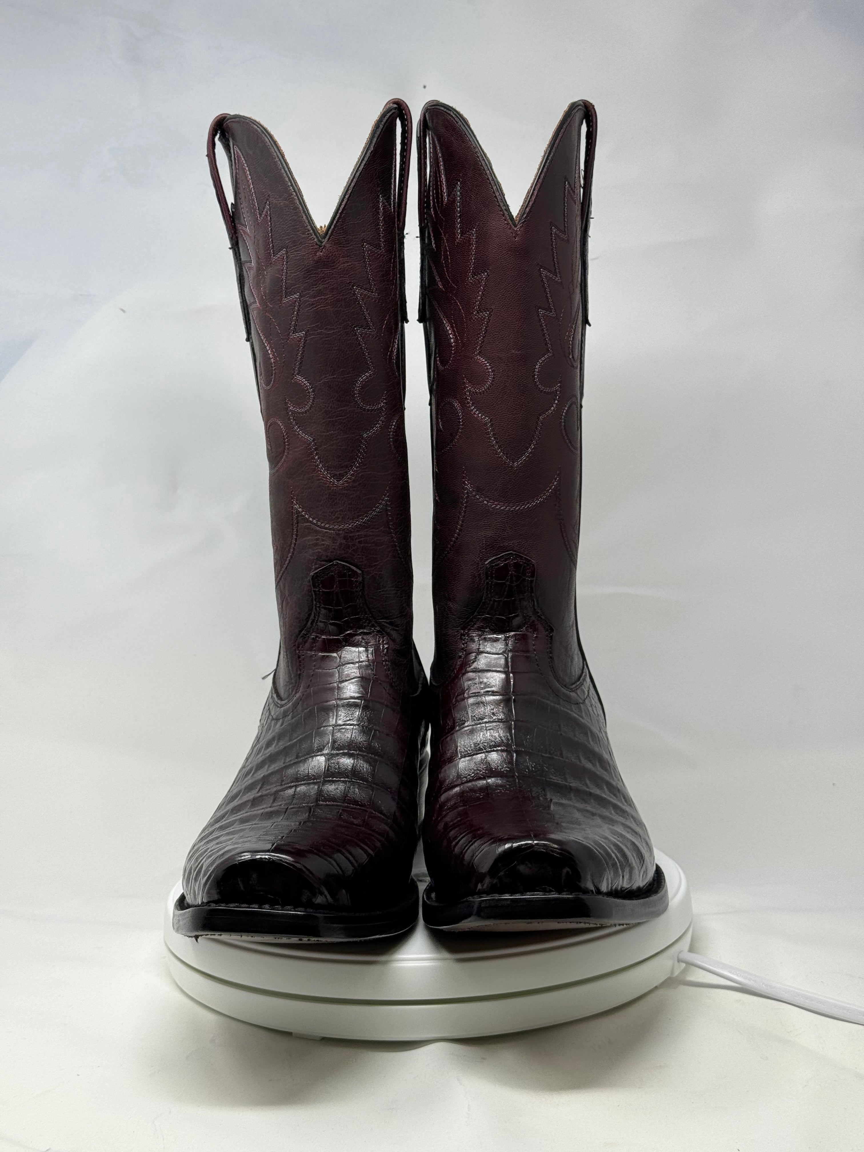 DJ2011 | Don Juan Boots Men's Caiman Belly Black Cherry Diamond Toe