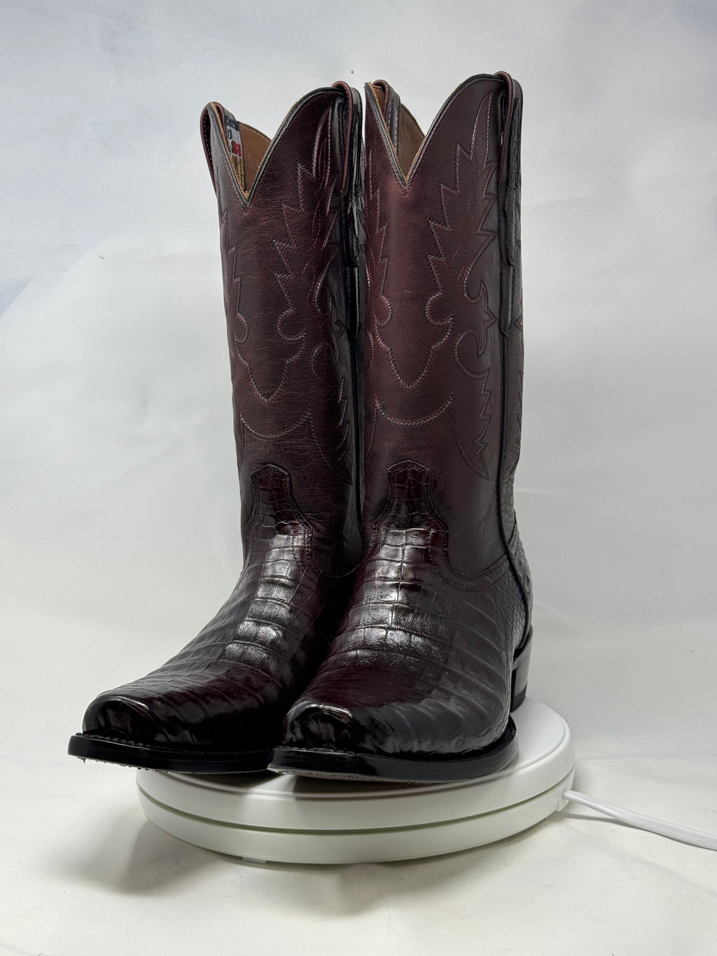 DJ2011 | Don Juan Boots Men's Caiman Belly Black Cherry Diamond Toe