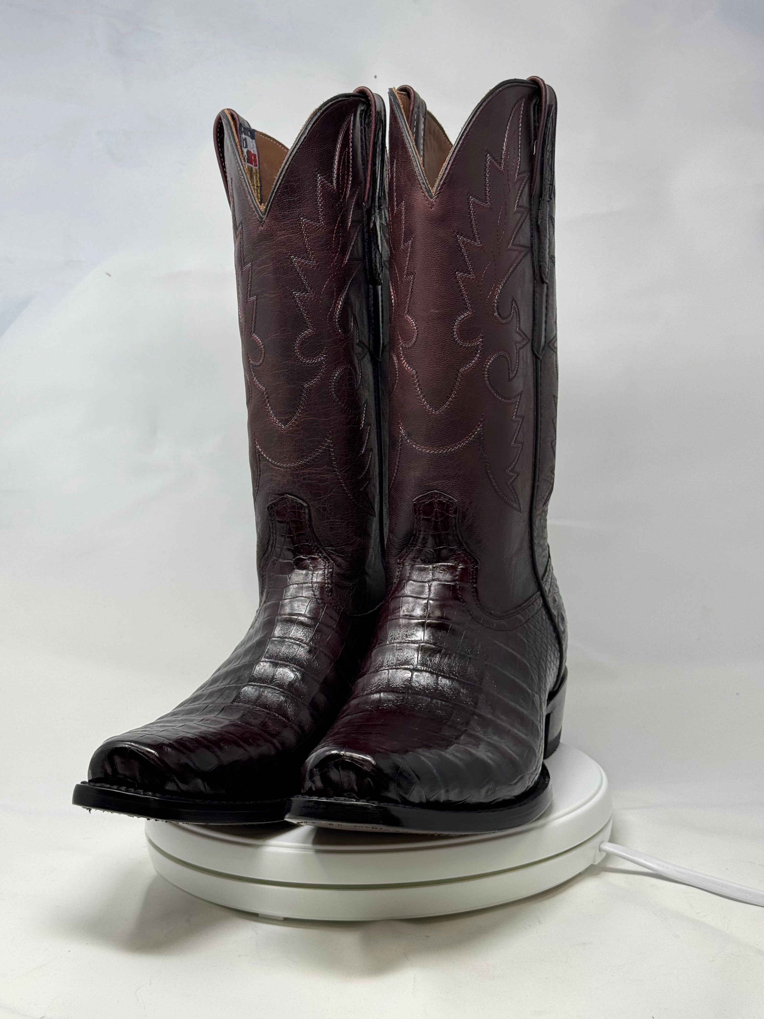 DJ2011 | Don Juan Boots Men's Caiman Belly Black Cherry Diamond Toe