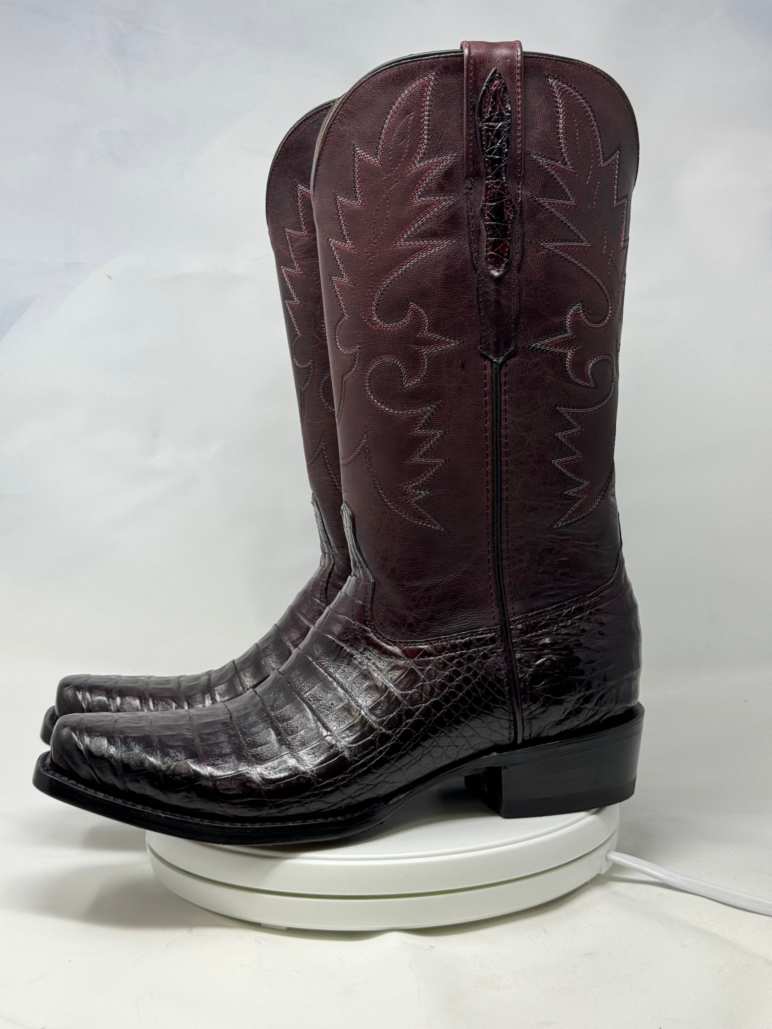 DJ2011 | Don Juan Boots Men's Caiman Belly Black Cherry Diamond Toe