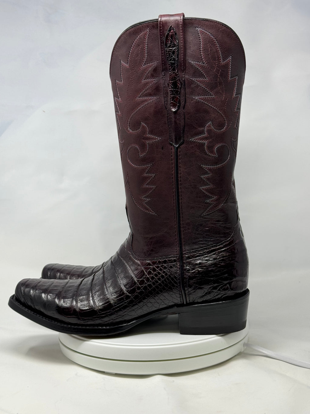 DJ2011 | Don Juan Boots Men's Caiman Belly Black Cherry Diamond Toe