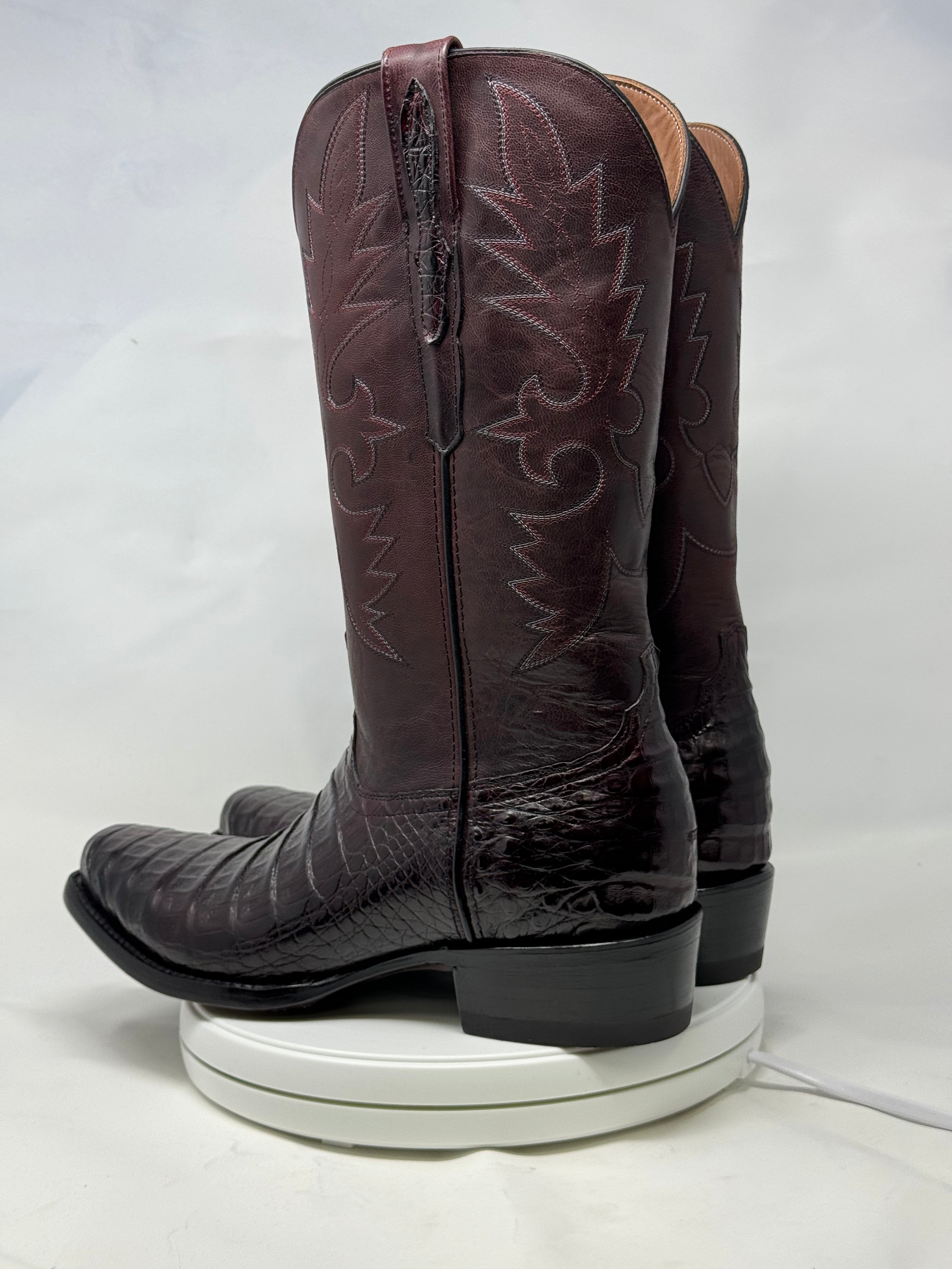 DJ2011 | Don Juan Boots Men's Caiman Belly Black Cherry Diamond Toe