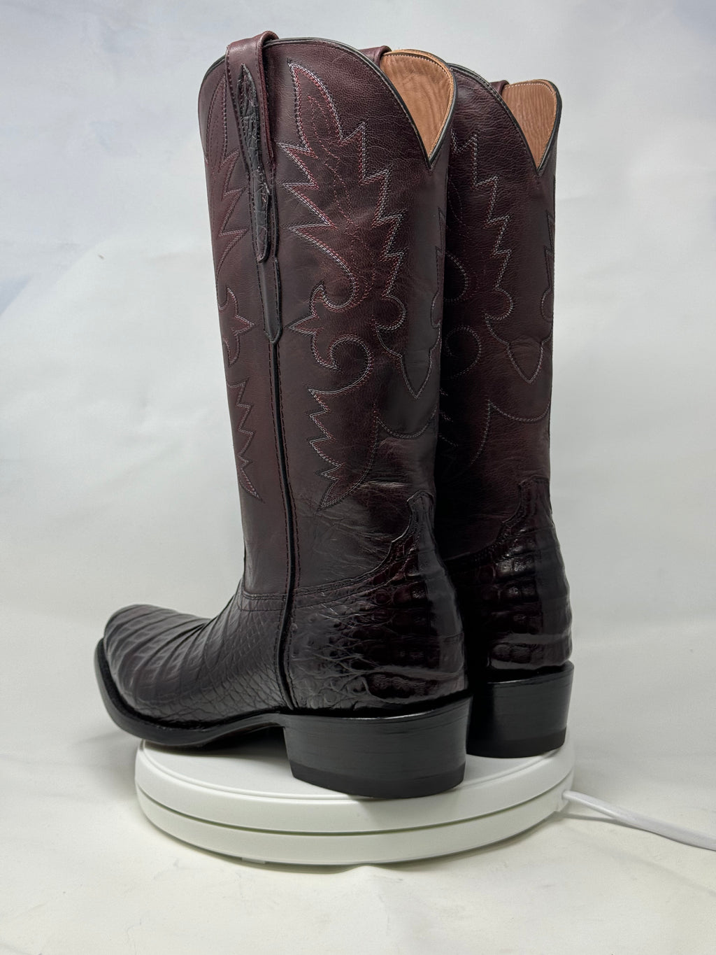 DJ2011 | Don Juan Boots Men's Caiman Belly Black Cherry Diamond Toe