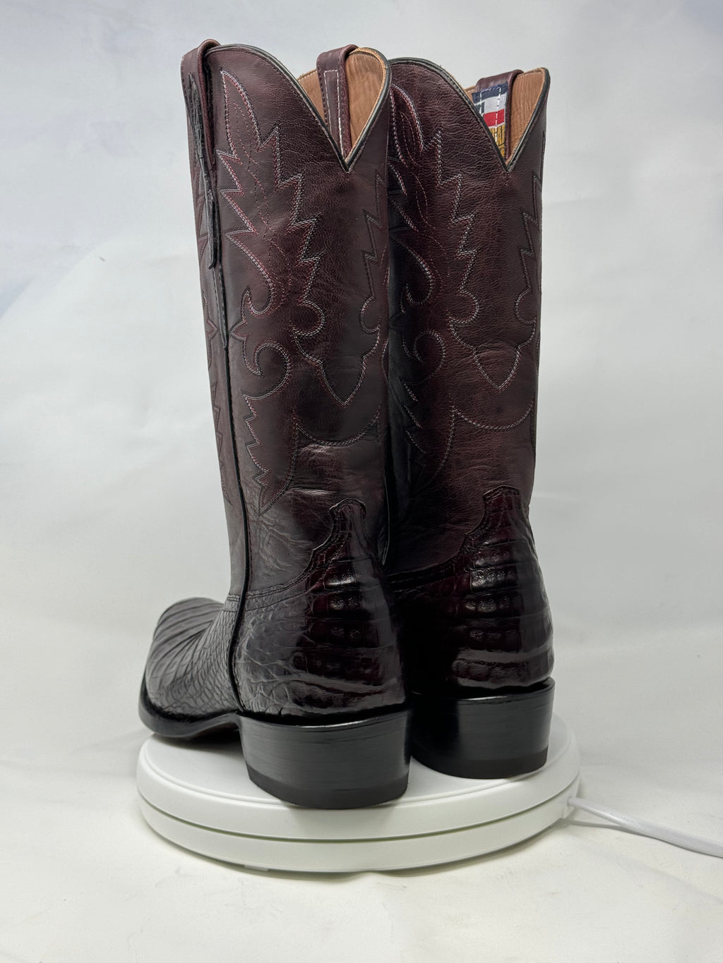 DJ2011 | Don Juan Boots Men's Caiman Belly Black Cherry Diamond Toe