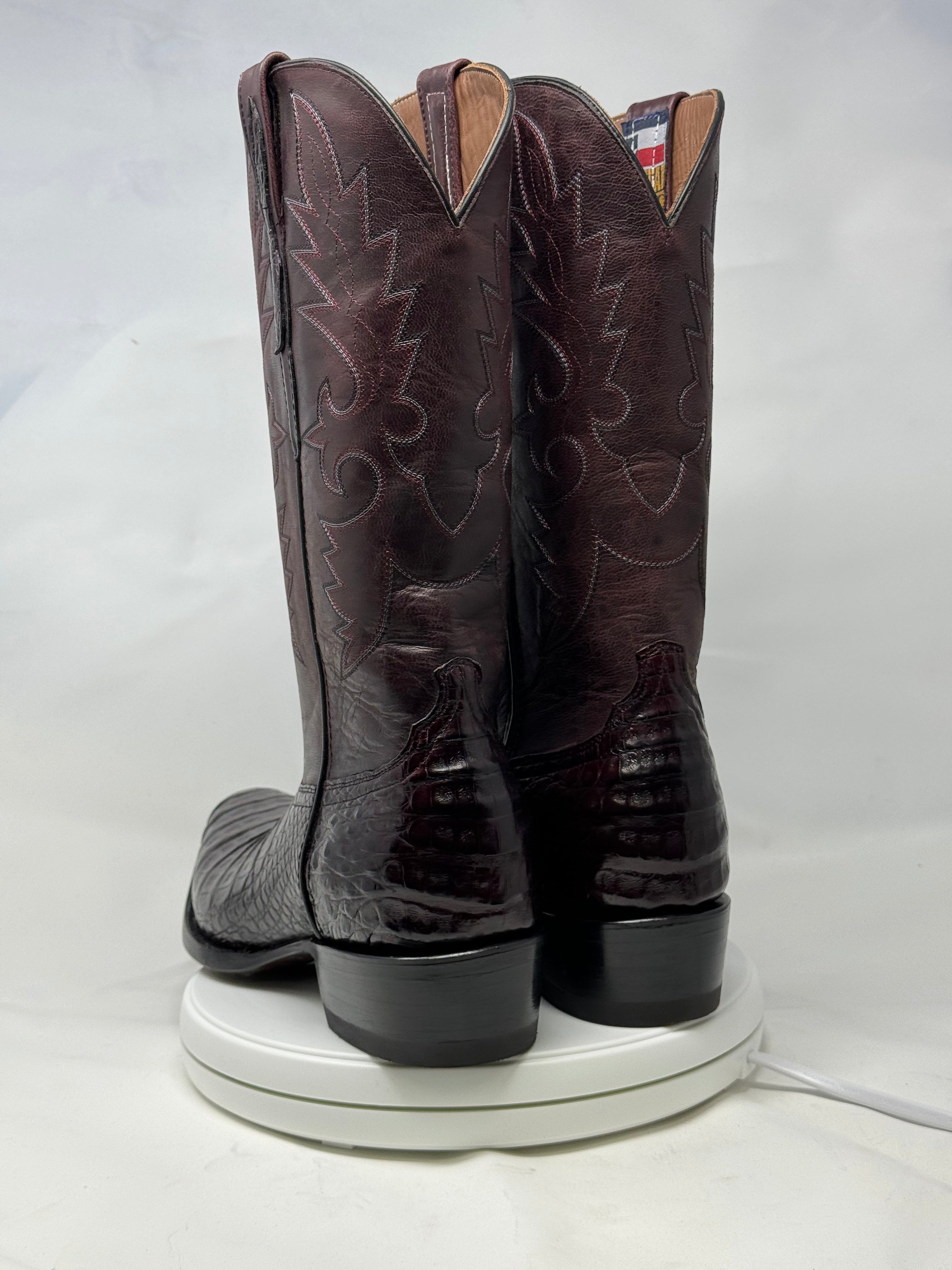 DJ2011 | Don Juan Boots Men's Caiman Belly Black Cherry Diamond Toe