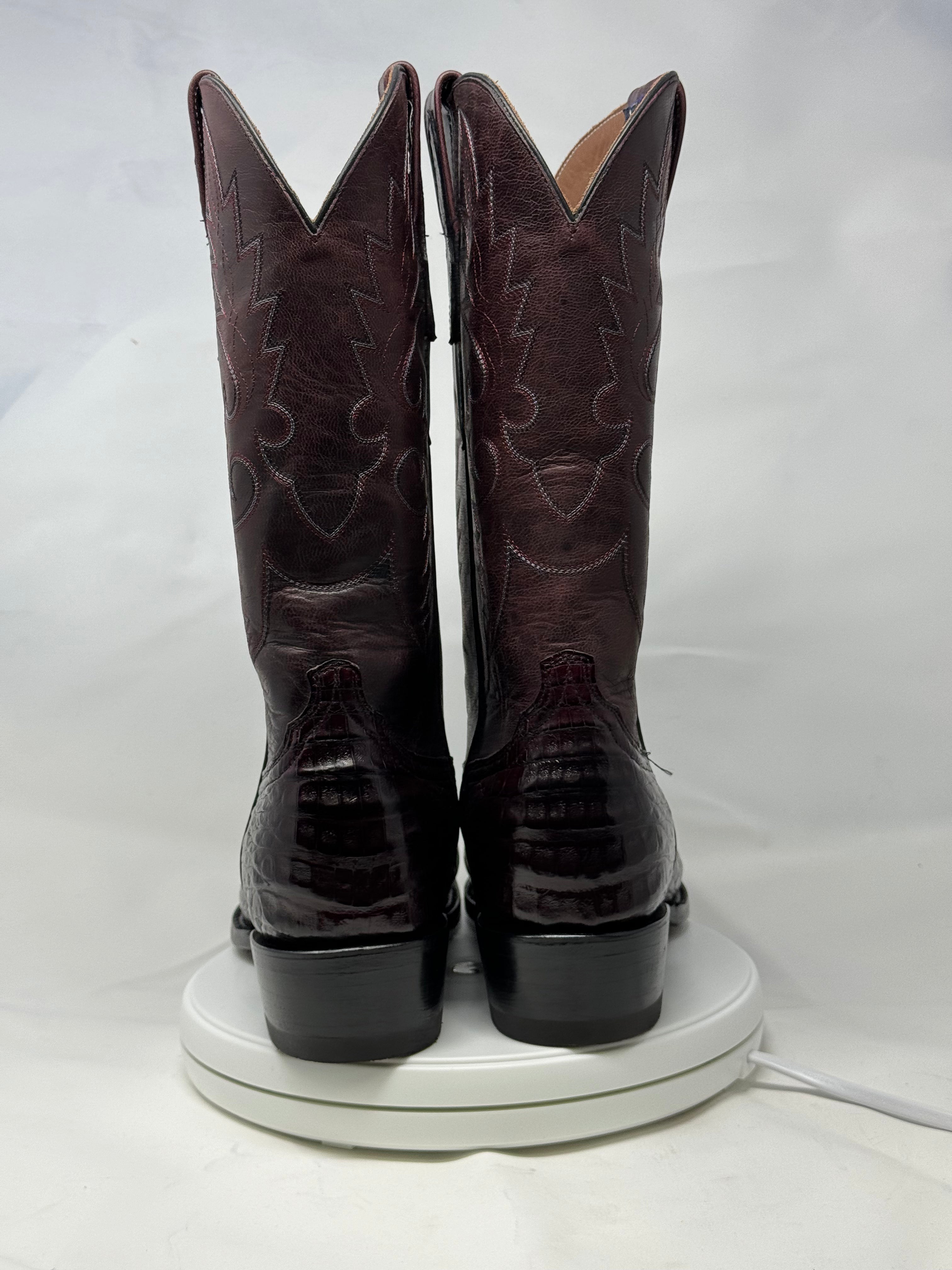 DJ2011 | Don Juan Boots Men's Caiman Belly Black Cherry Diamond Toe