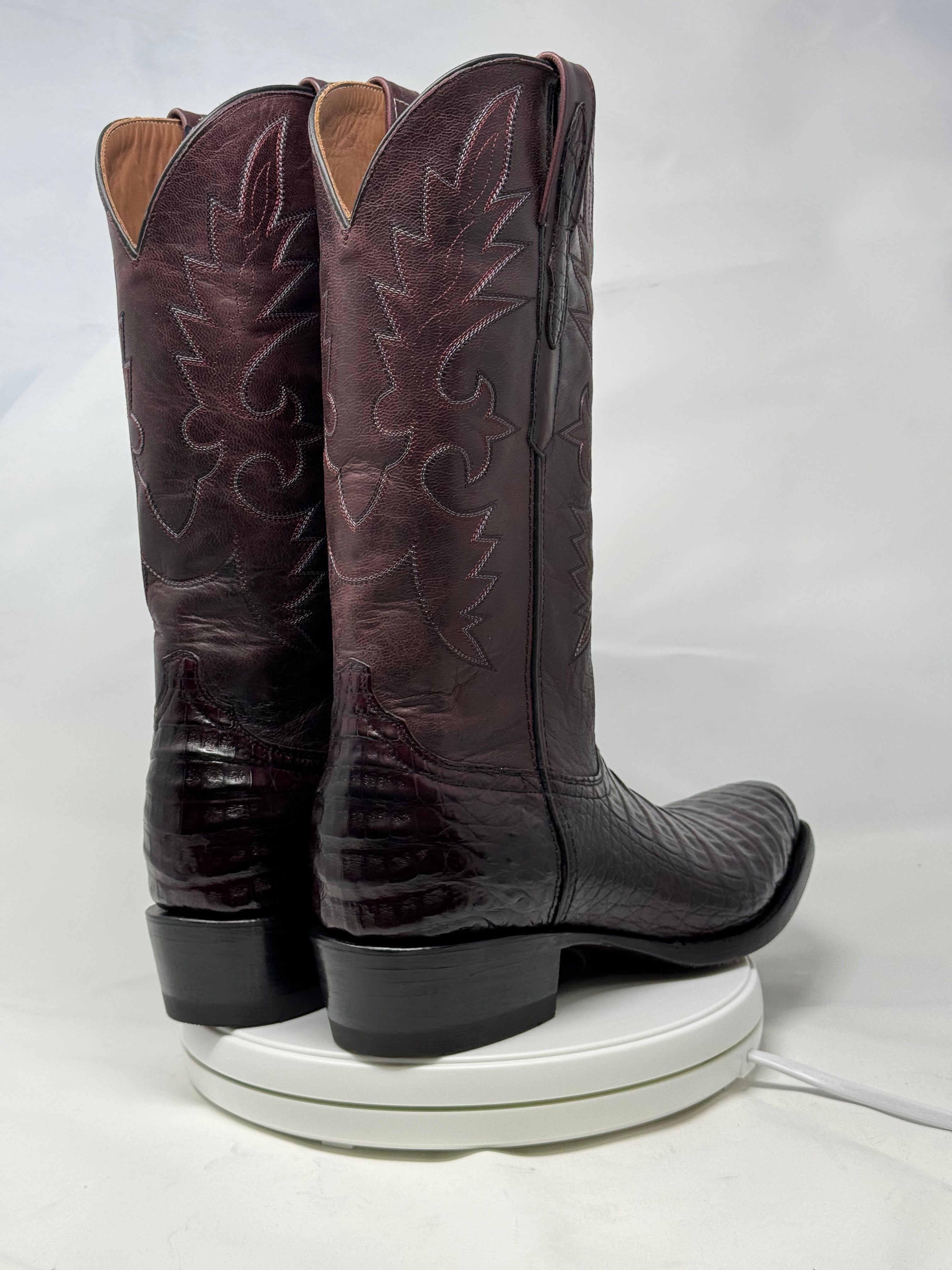 DJ2011 | Don Juan Boots Men's Caiman Belly Black Cherry Diamond Toe
