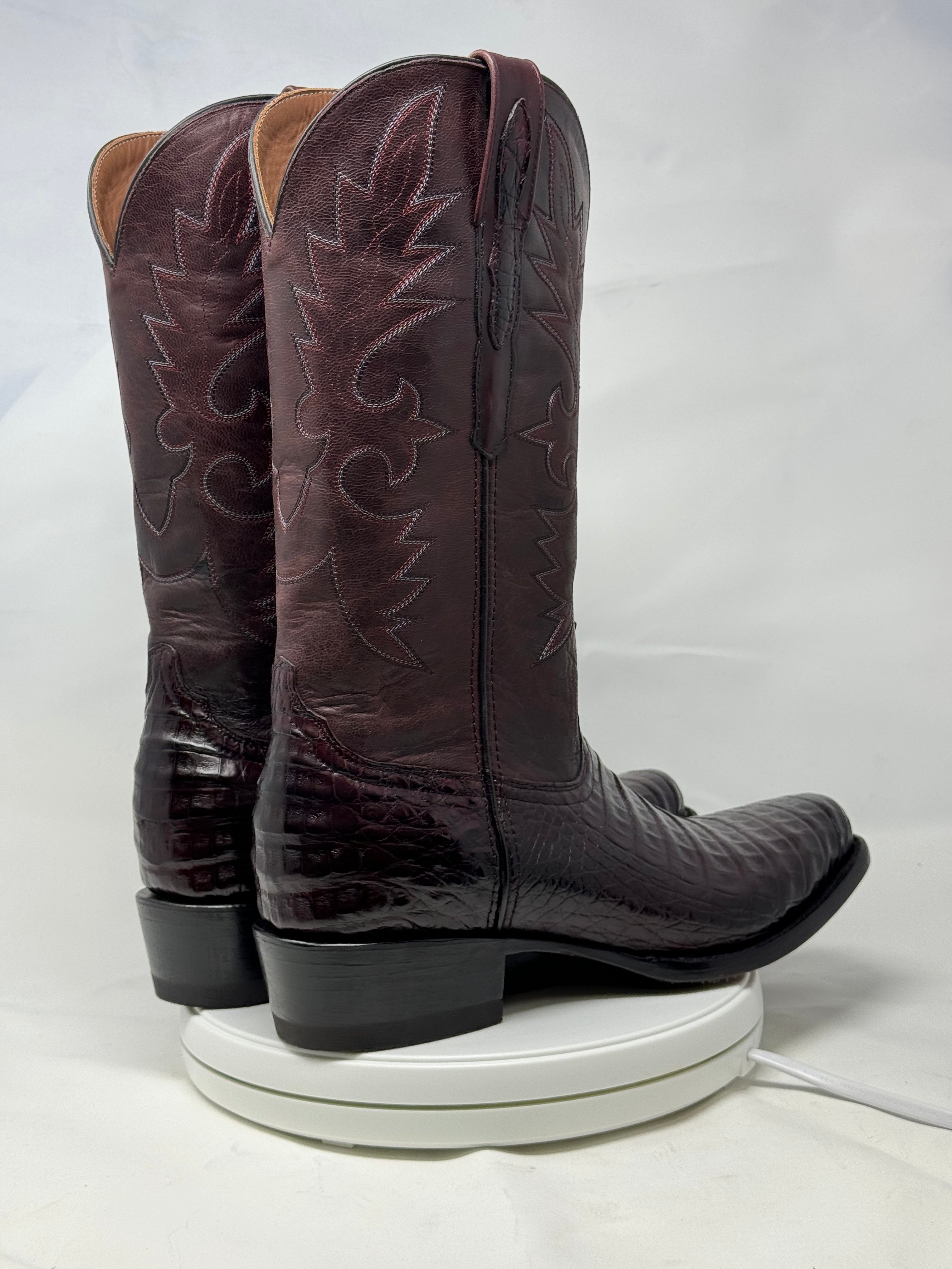 DJ2011 | Don Juan Boots Men's Caiman Belly Black Cherry Diamond Toe