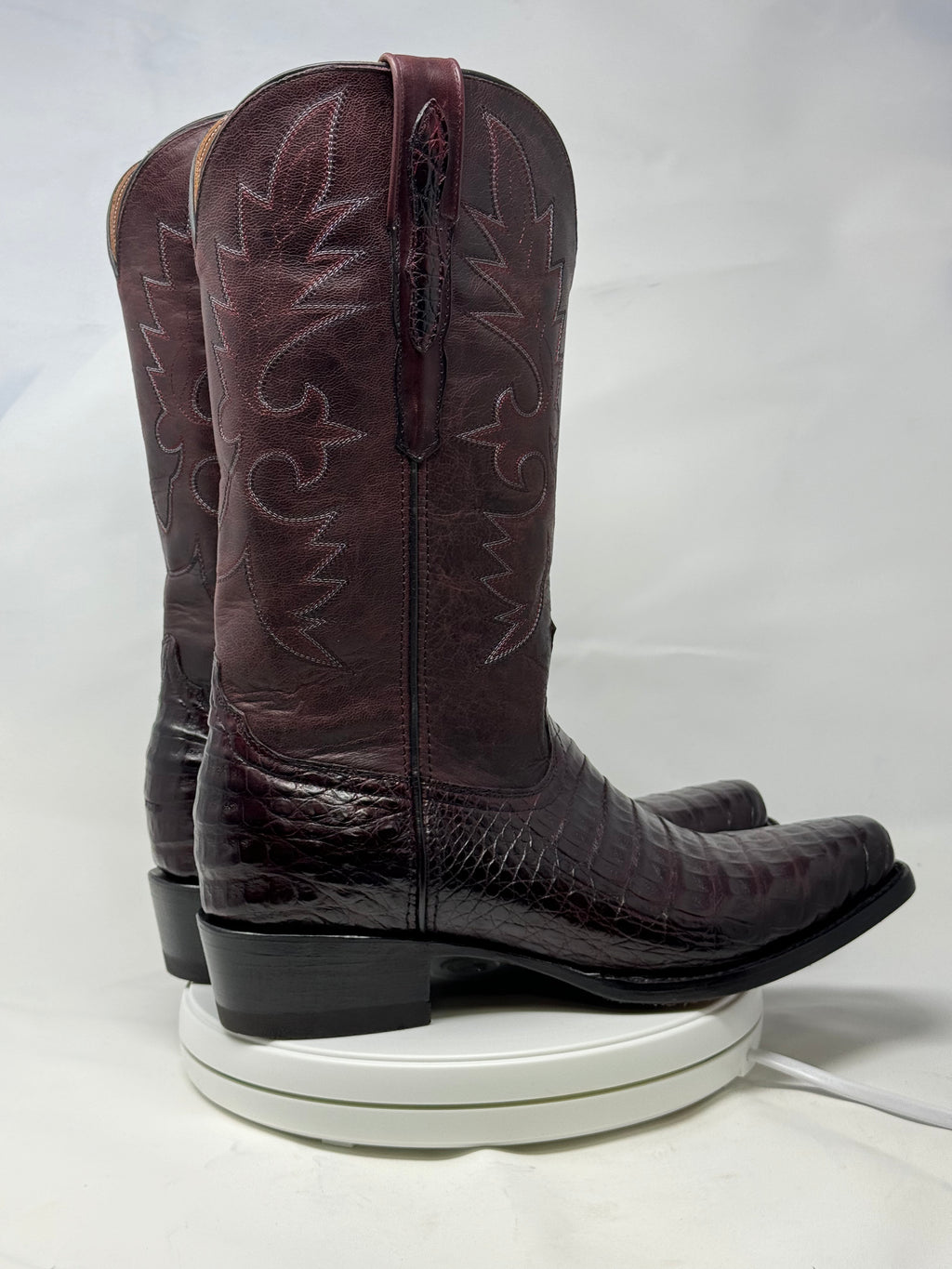 DJ2011 | Don Juan Boots Men's Caiman Belly Black Cherry Diamond Toe