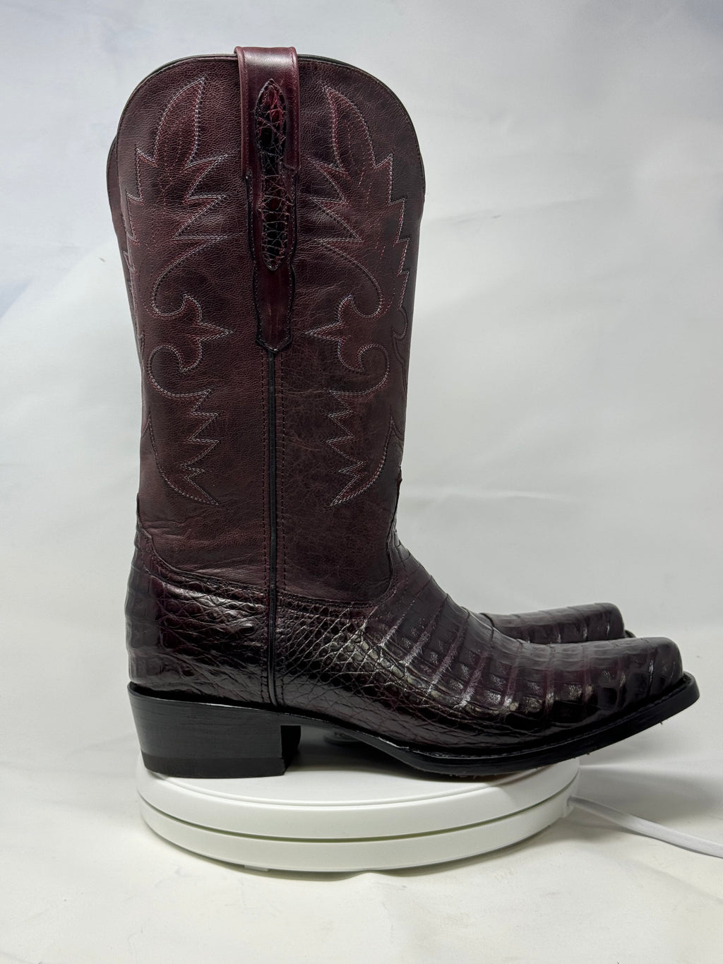 DJ2011 | Don Juan Boots Men's Caiman Belly Black Cherry Diamond Toe