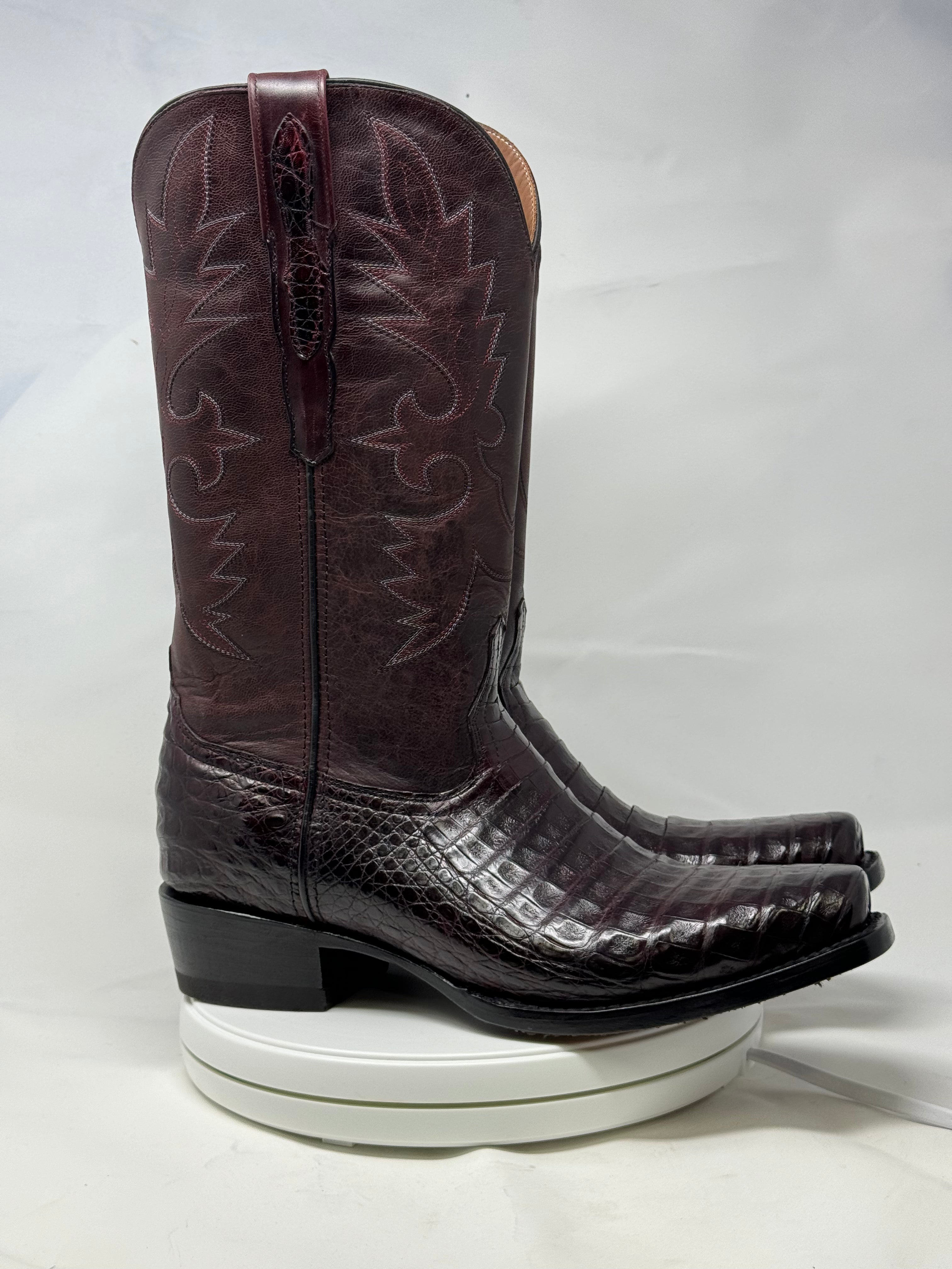 DJ2011 | Don Juan Boots Men's Caiman Belly Black Cherry Diamond Toe