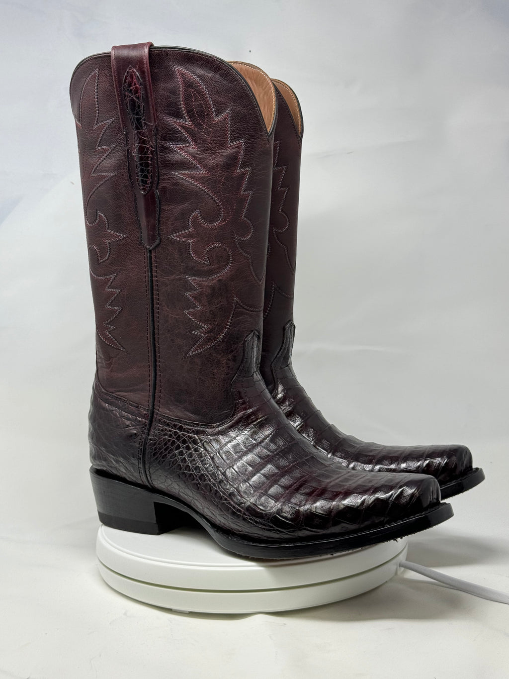 DJ2011 | Don Juan Boots Men's Caiman Belly Black Cherry Diamond Toe