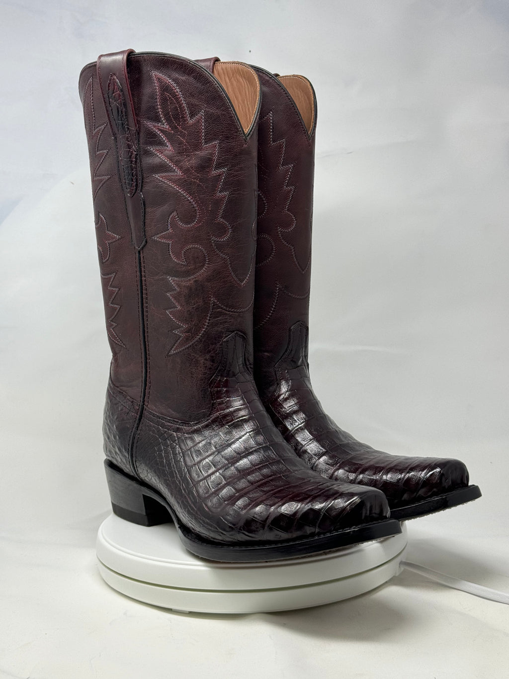 DJ2011 | Don Juan Boots Men's Caiman Belly Black Cherry Diamond Toe