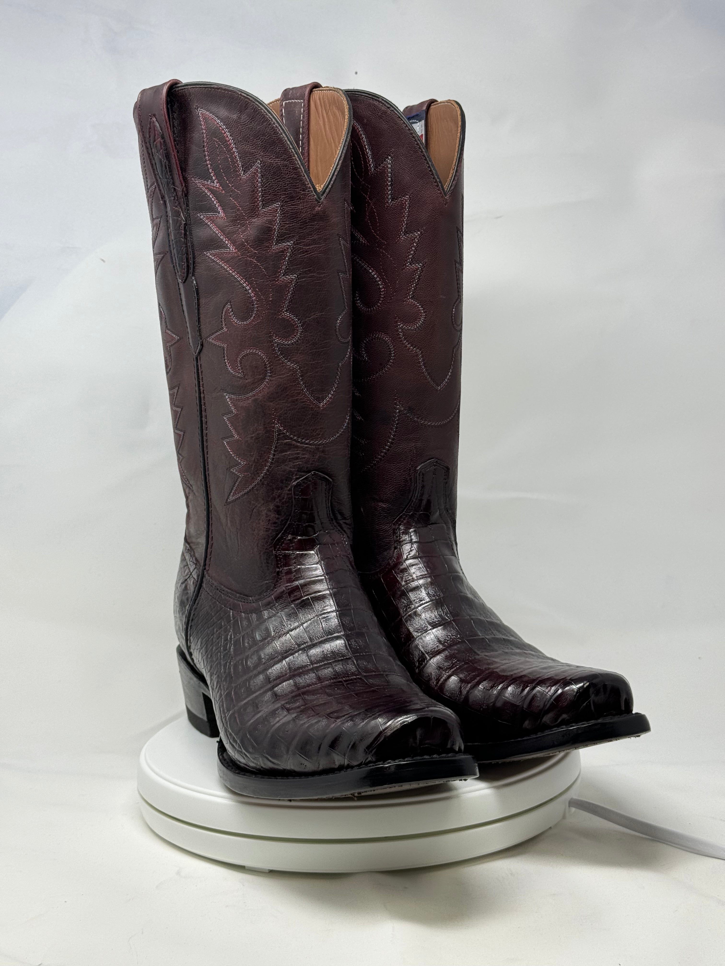 DJ2011 | Don Juan Boots Men's Caiman Belly Black Cherry Diamond Toe