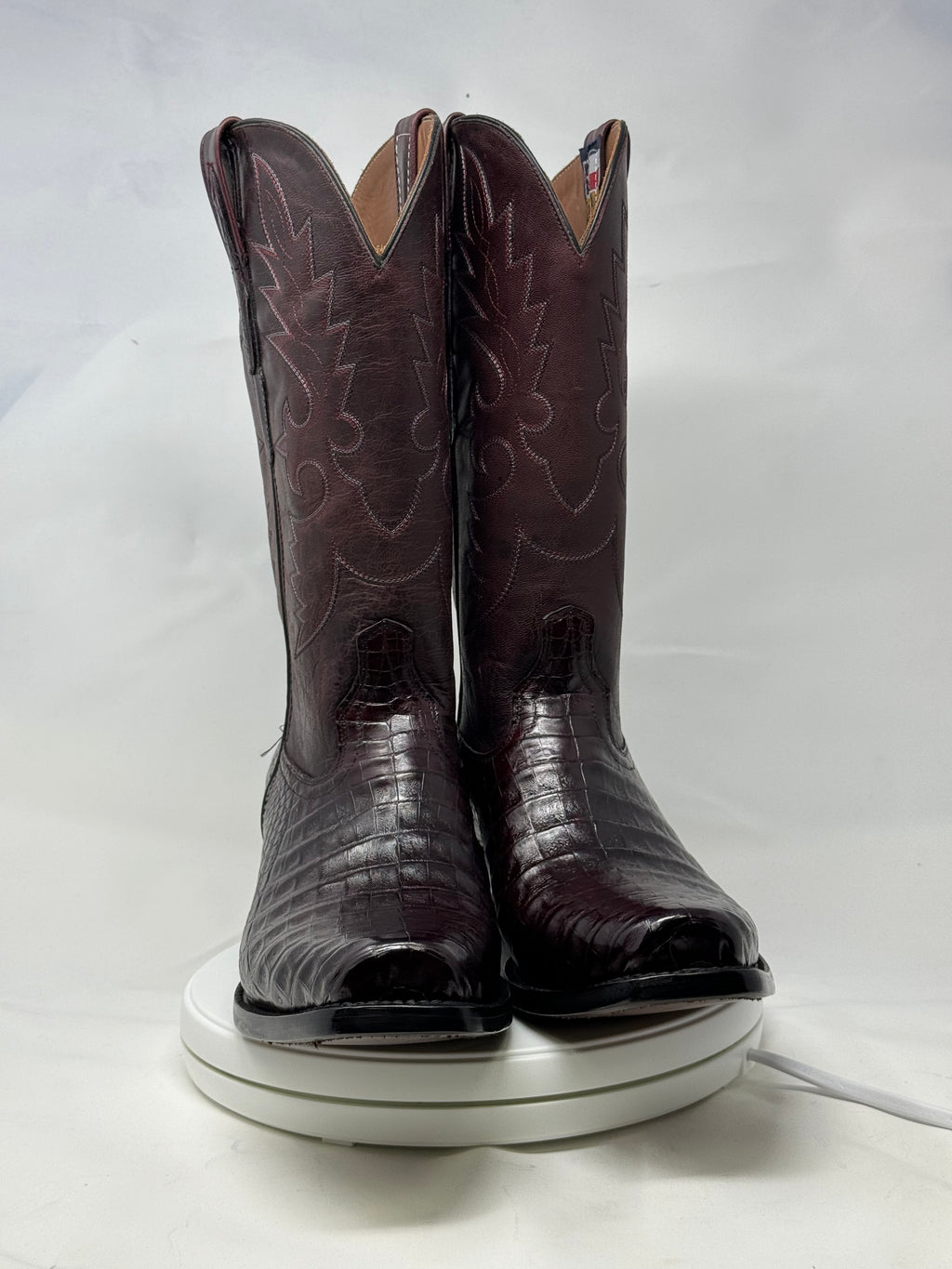 DJ2011 | Don Juan Boots Men's Caiman Belly Black Cherry Diamond Toe
