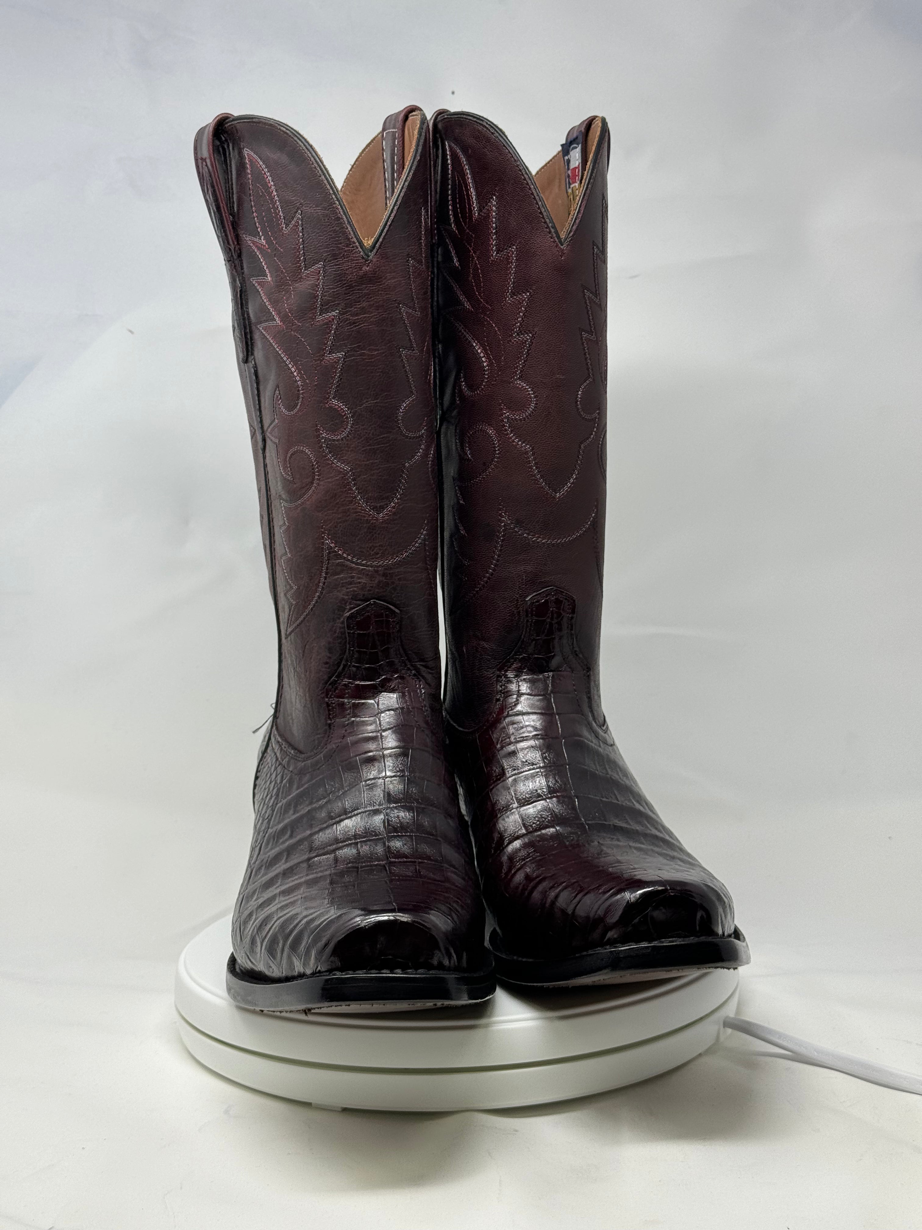 DJ2011 | Don Juan Boots Men's Caiman Belly Black Cherry Diamond Toe