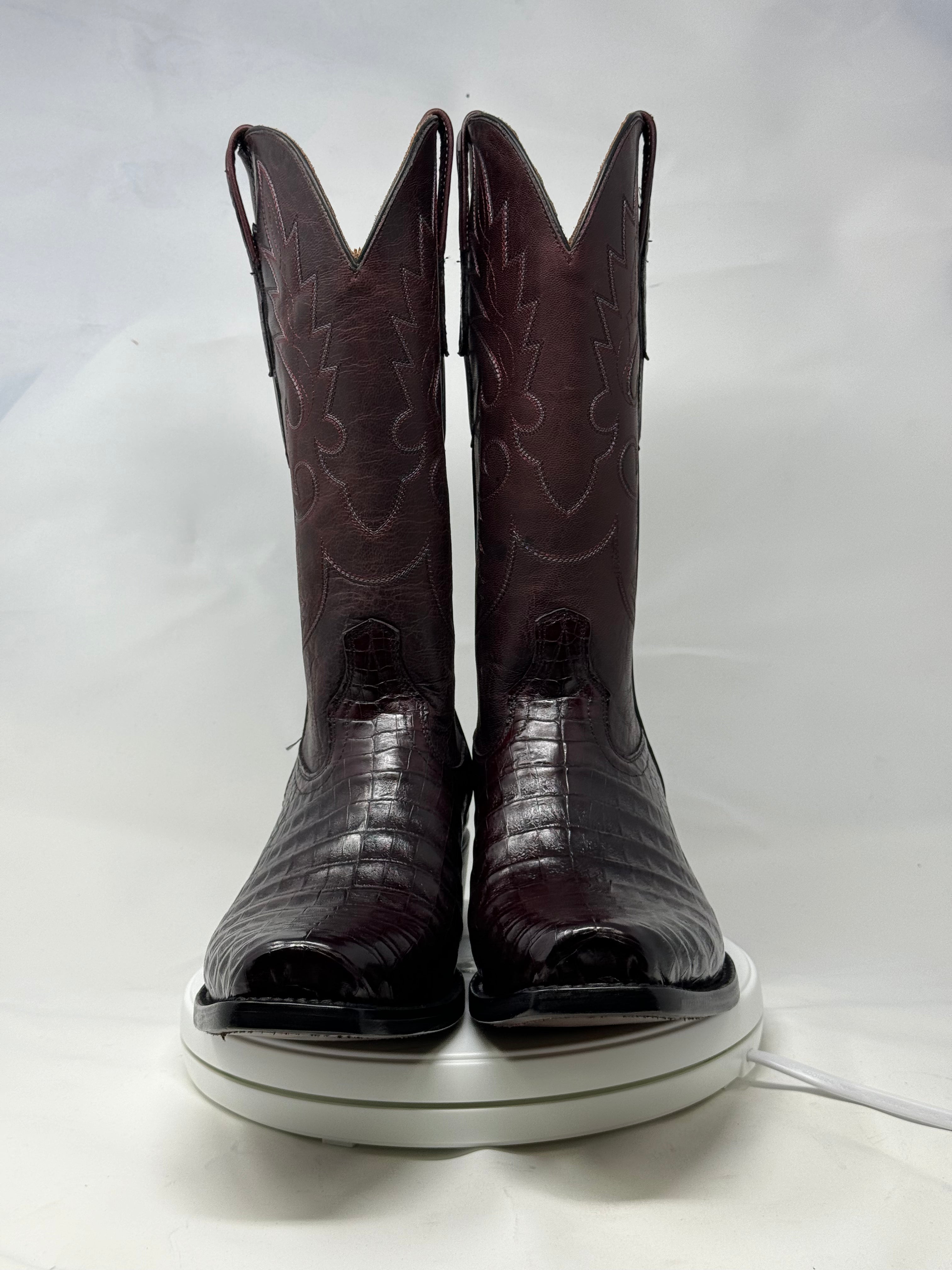 DJ2011 | Don Juan Boots Men's Caiman Belly Black Cherry Diamond Toe
