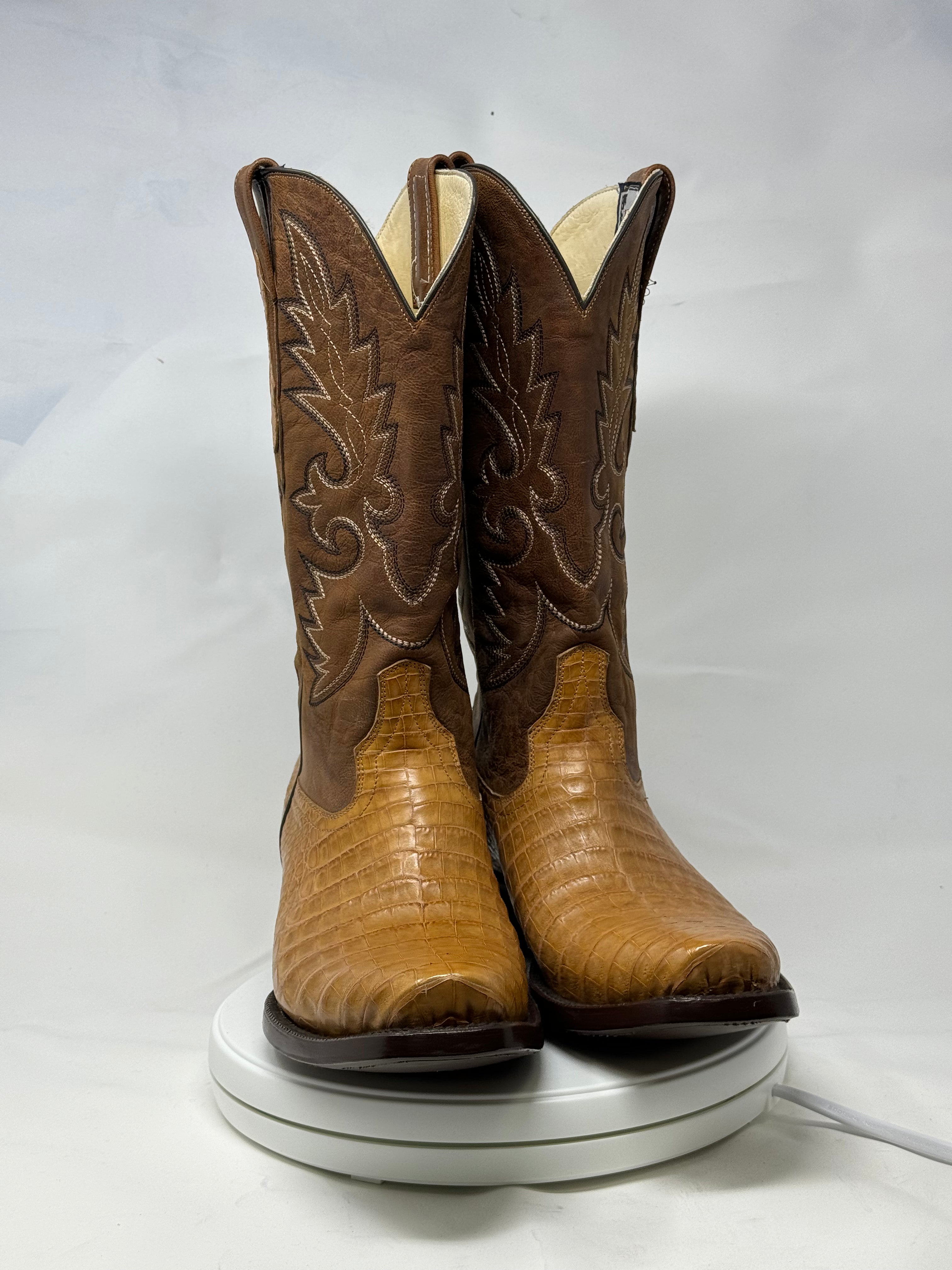 DJ2021 | Don Juan Boots Men's Caiman Belly Saddle Tan Diamond Toe