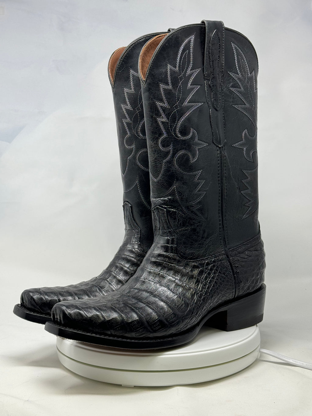 DJ2018 | Don Juan Boots Men's Caiman Belly Black Diamond Toe
