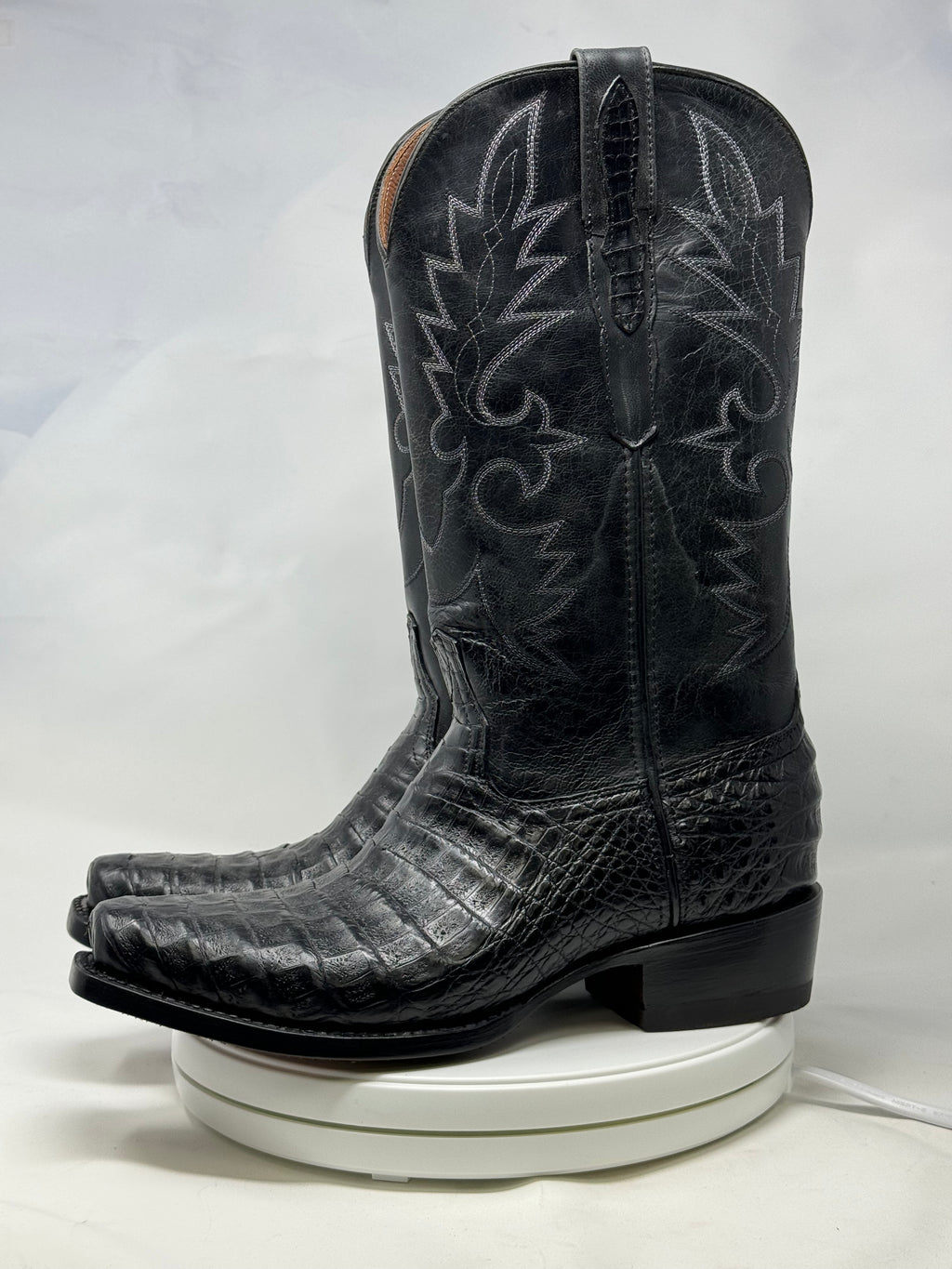 DJ2018 | Don Juan Boots Men's Caiman Belly Black Diamond Toe