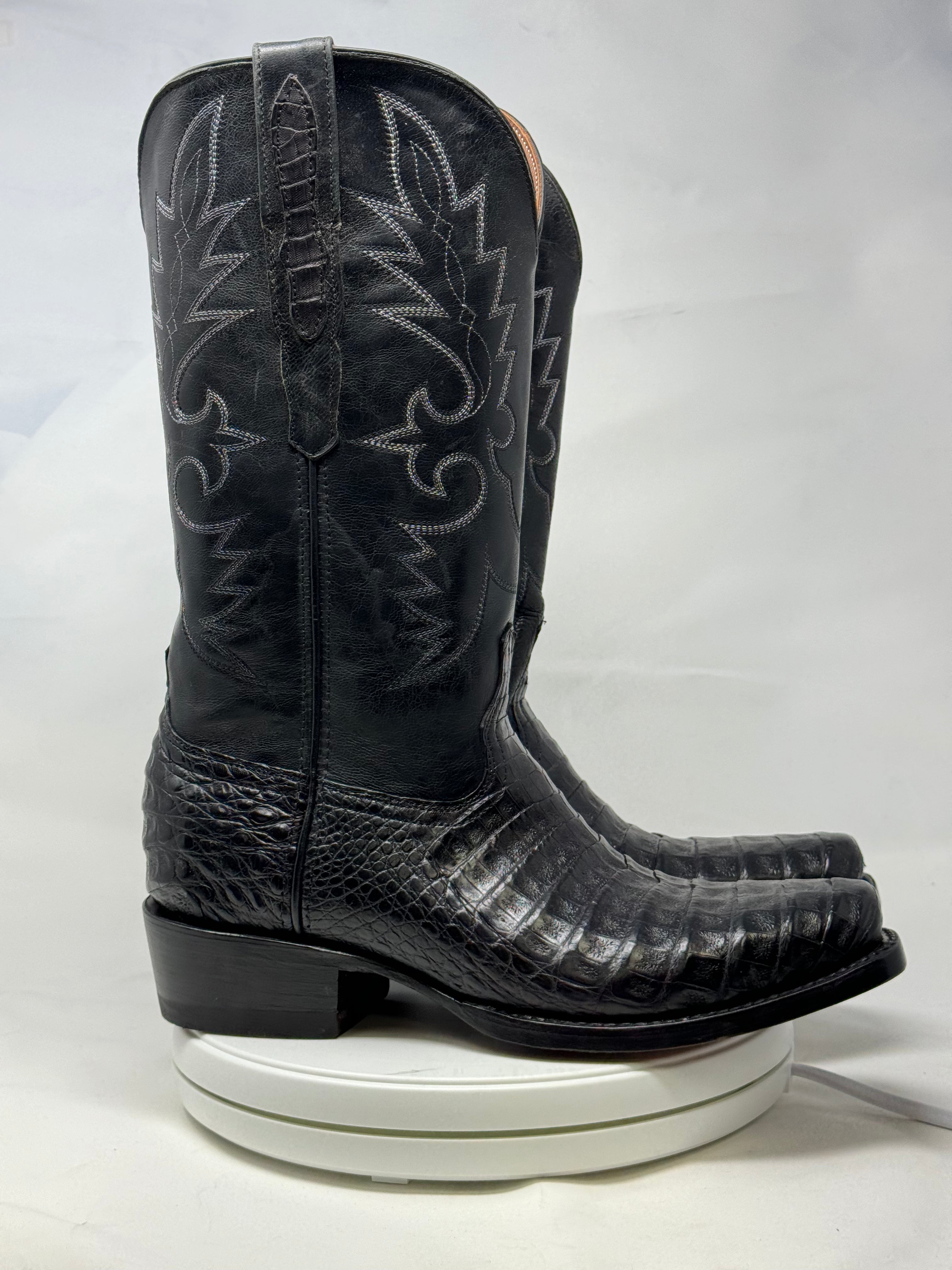 DJ2018 | Don Juan Boots Men's Caiman Belly Black Diamond Toe