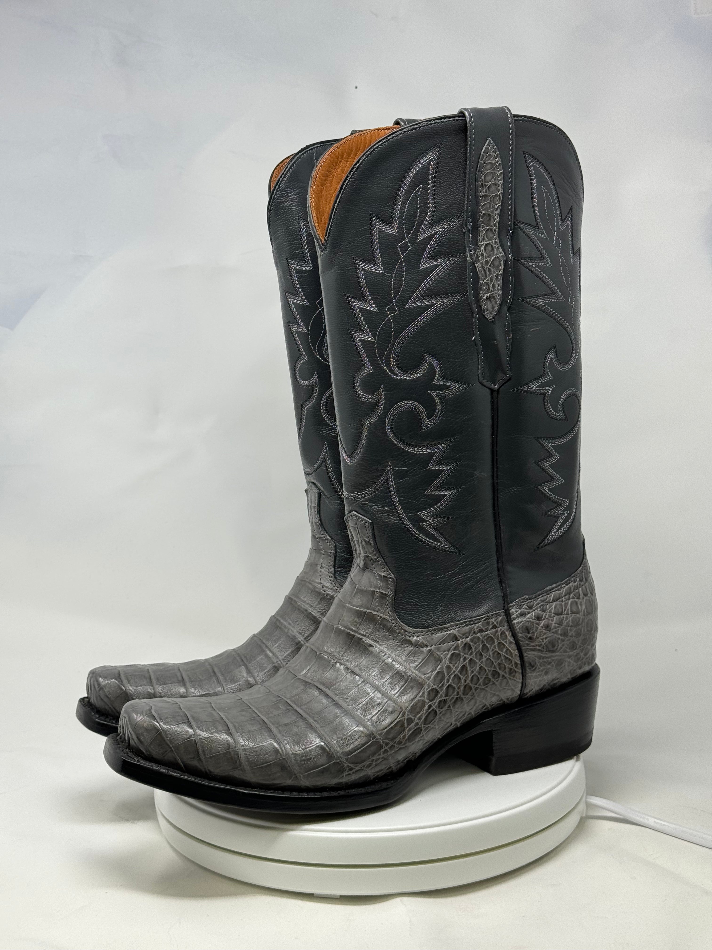 DJ2064 | Don Juan Boots Men's Caiman Belly Dark Grey Diamond