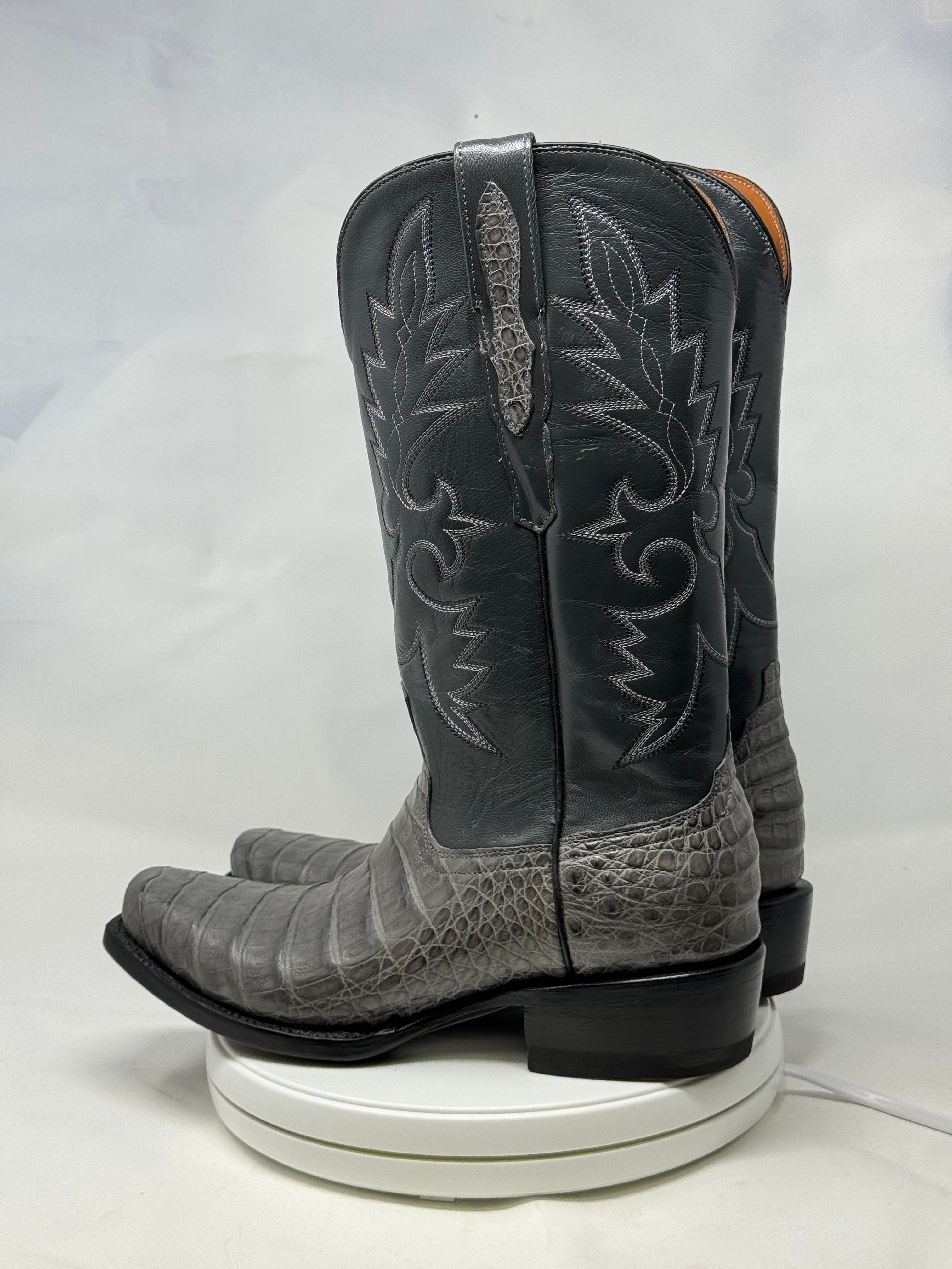 DJ2064 | Don Juan Boots Men's Caiman Belly Dark Grey Diamond